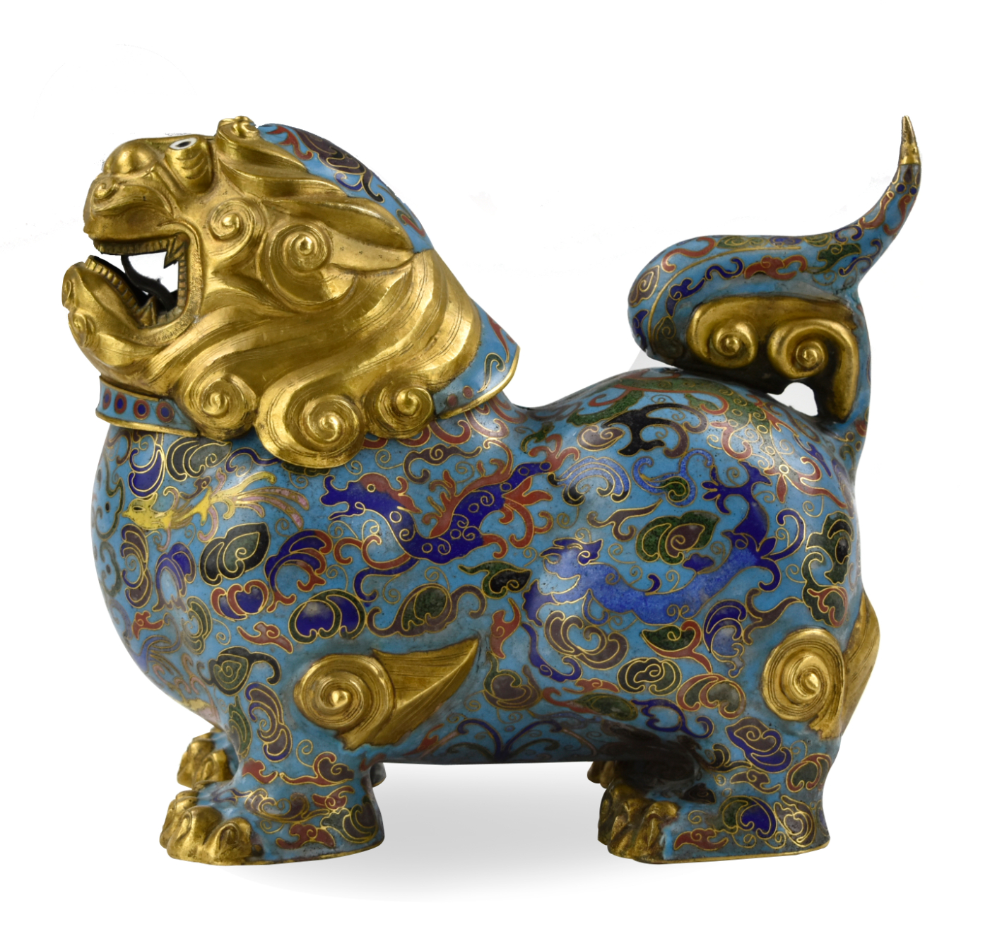 CHINESE CLOSIONNE FOO-DOG INCENSE BURNER