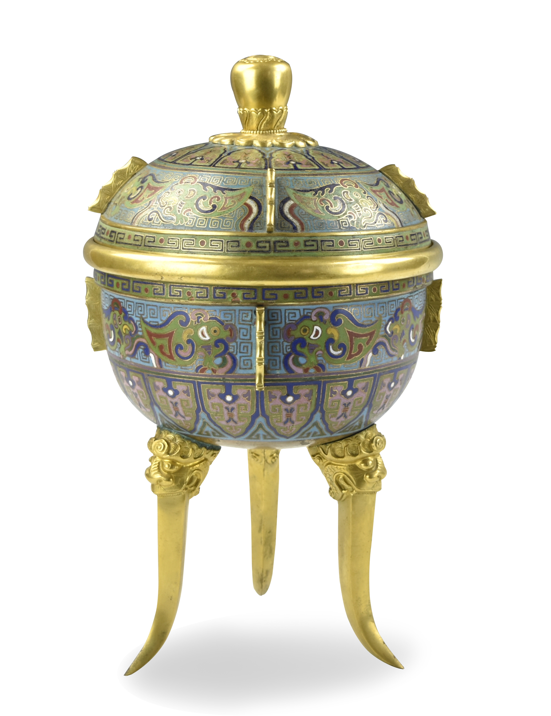 CHINESE CLOISONNE TRIPOD COVERED 3396ad