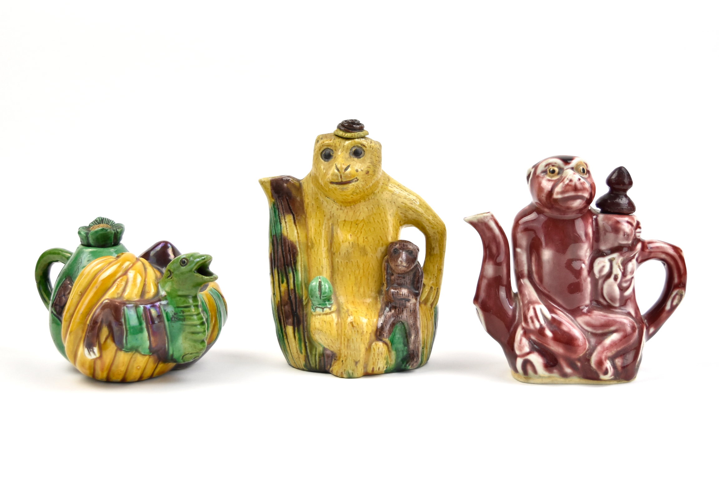 GROUP OF 3 CHINESE TEAPOT OF MONKEY