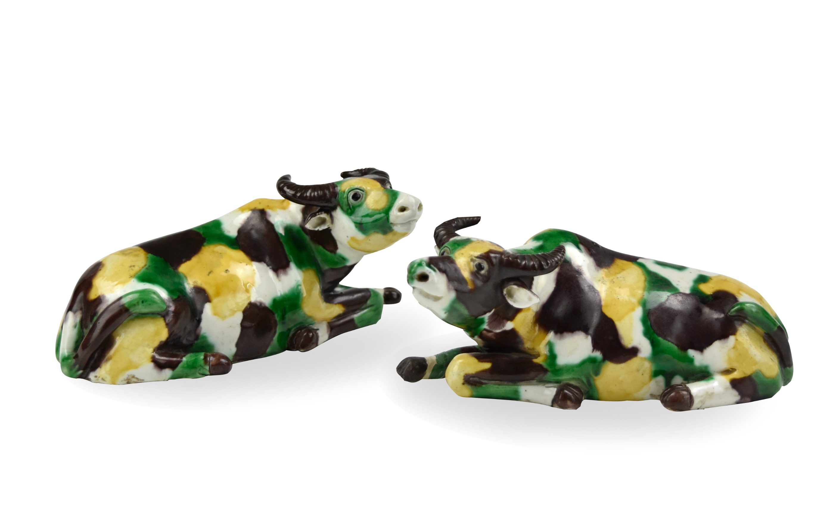 PAIR OF CHINESE SANCAI GLAZED CATTLES,