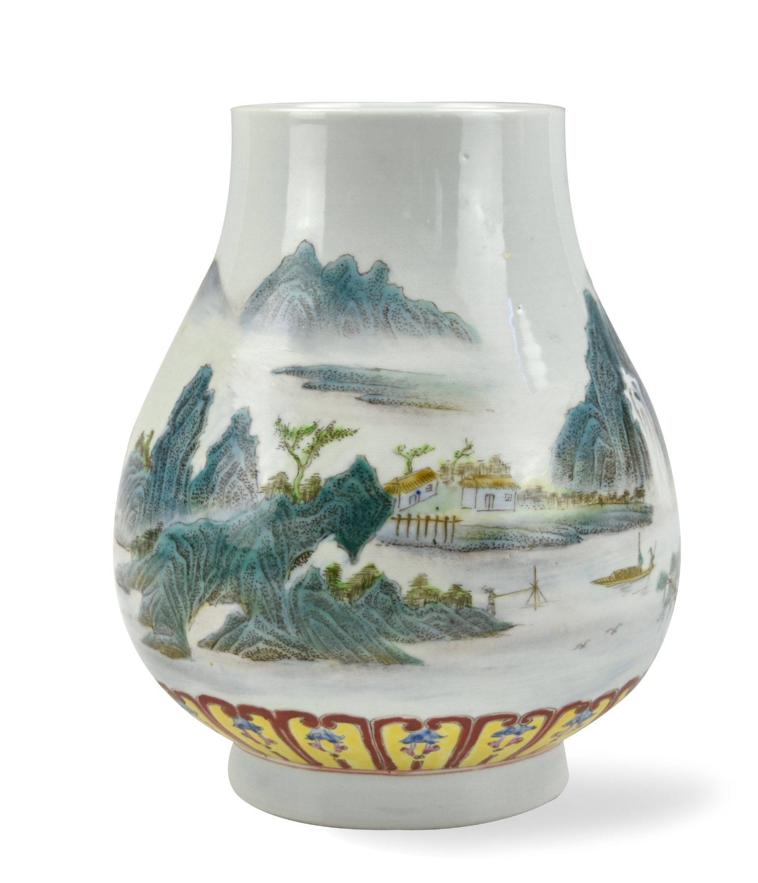 CHINESE FAMILLE ROSE ZUN VASE W/