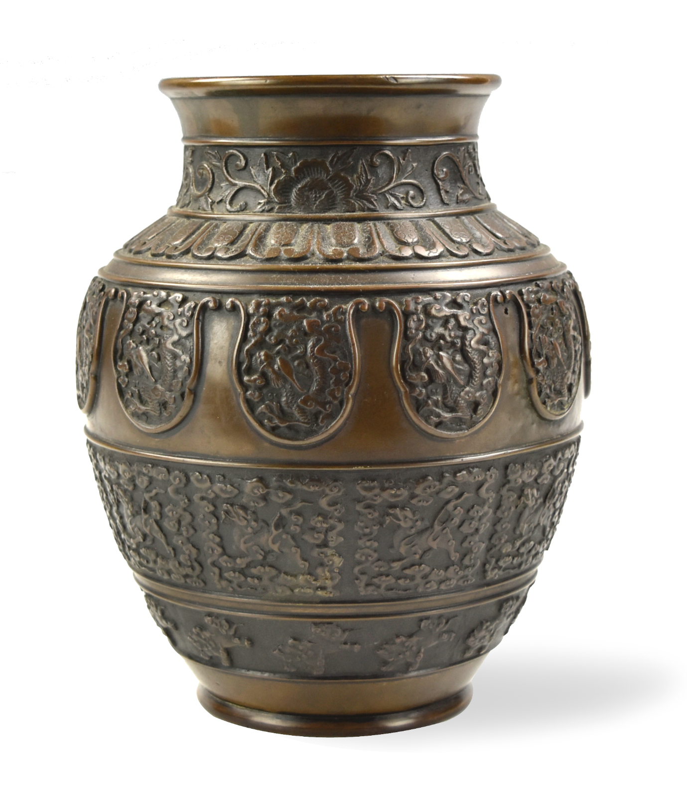 A JAPANESE BRONZE VASE, MEIJI PERIOD