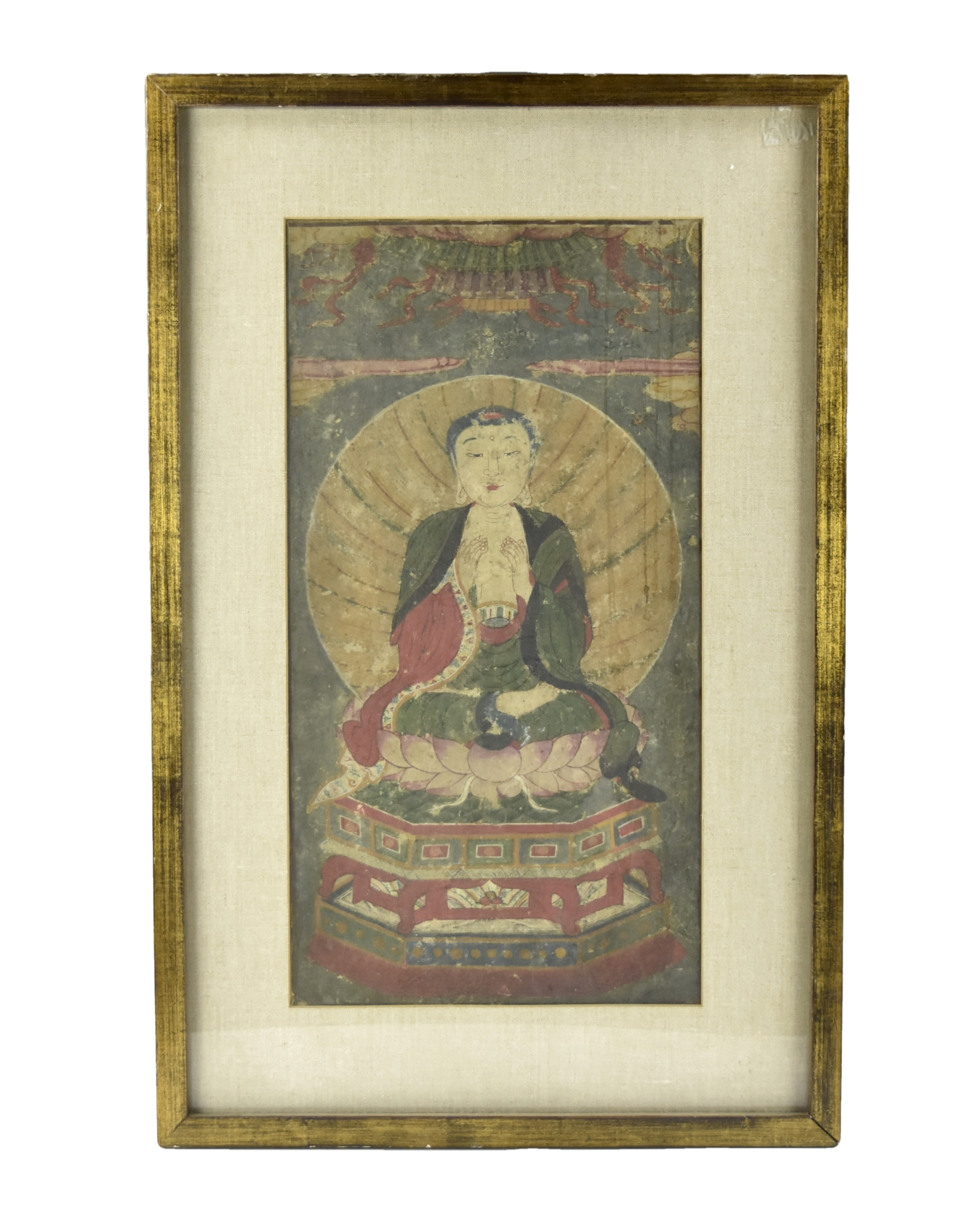CHINESE FRAMED SILK PAINTING OF