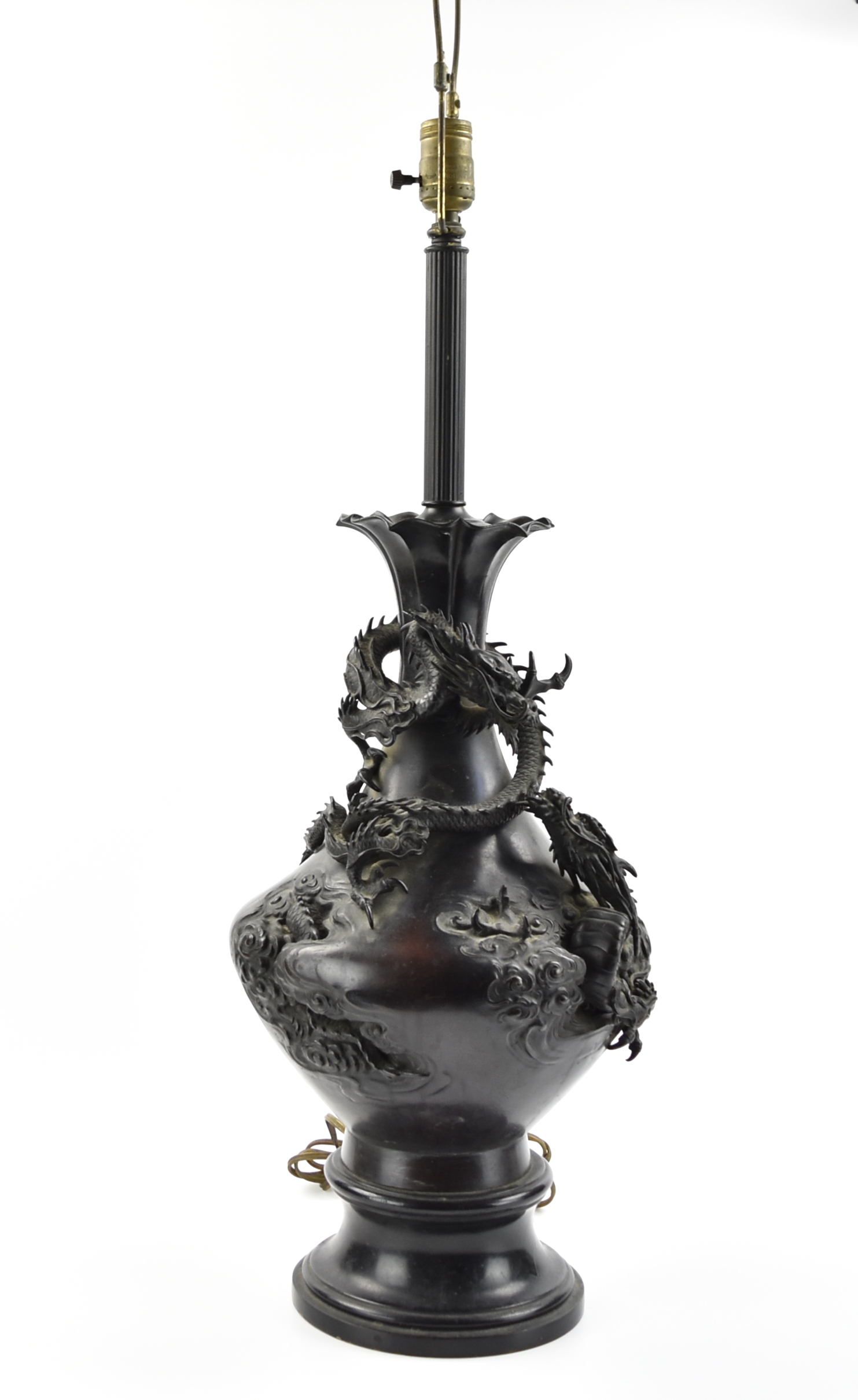 JAPANESE BRONZE VASE W DRAGON 33970a