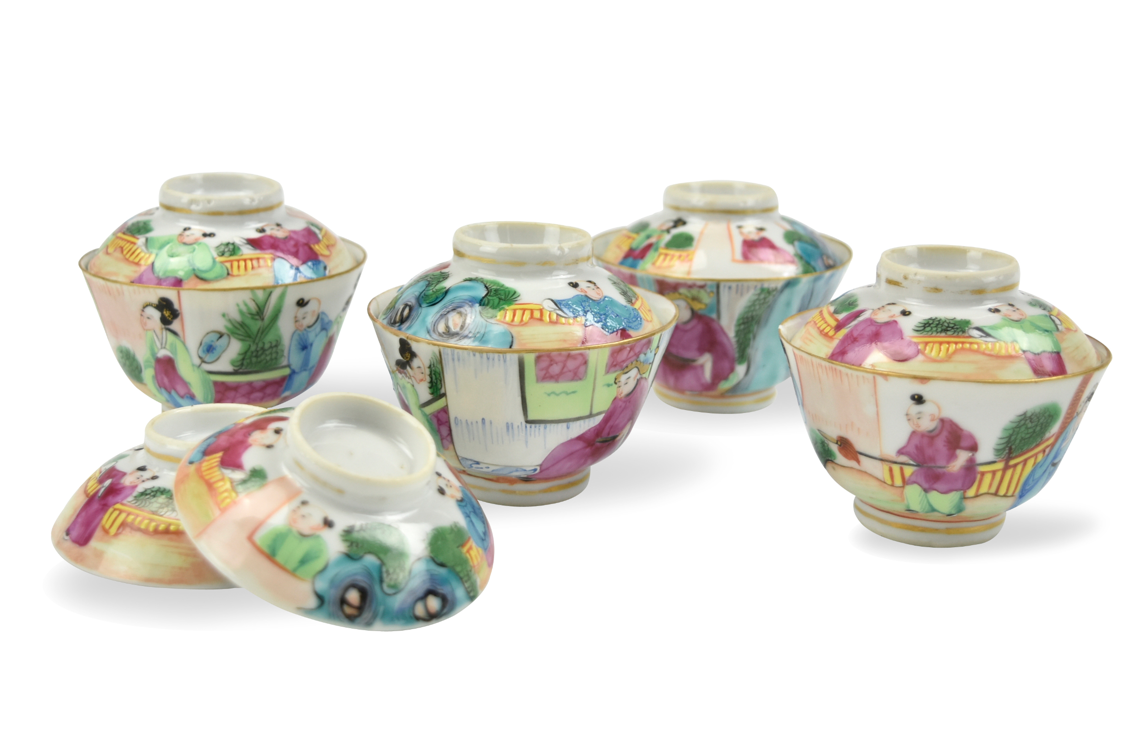 GROUP OF 4 CANTON GLAZED TEACUPS 339722