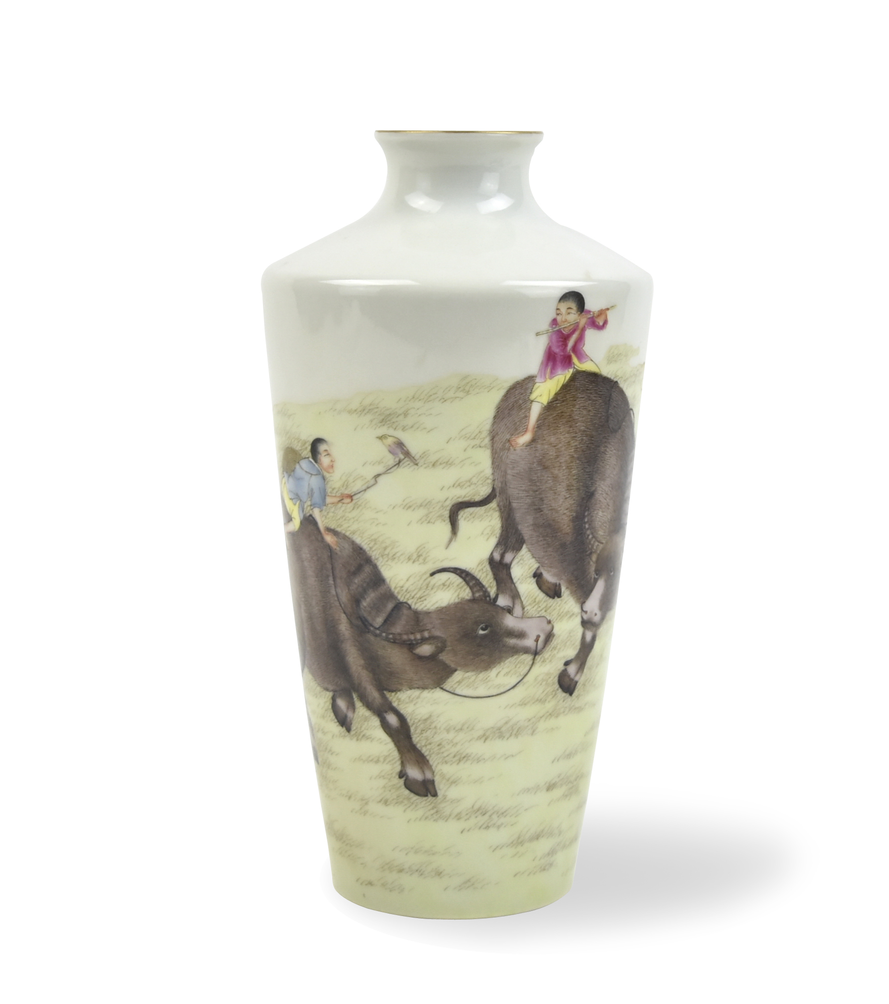 CHINESE FAMILLE ROSE VASE BOYS 33974a