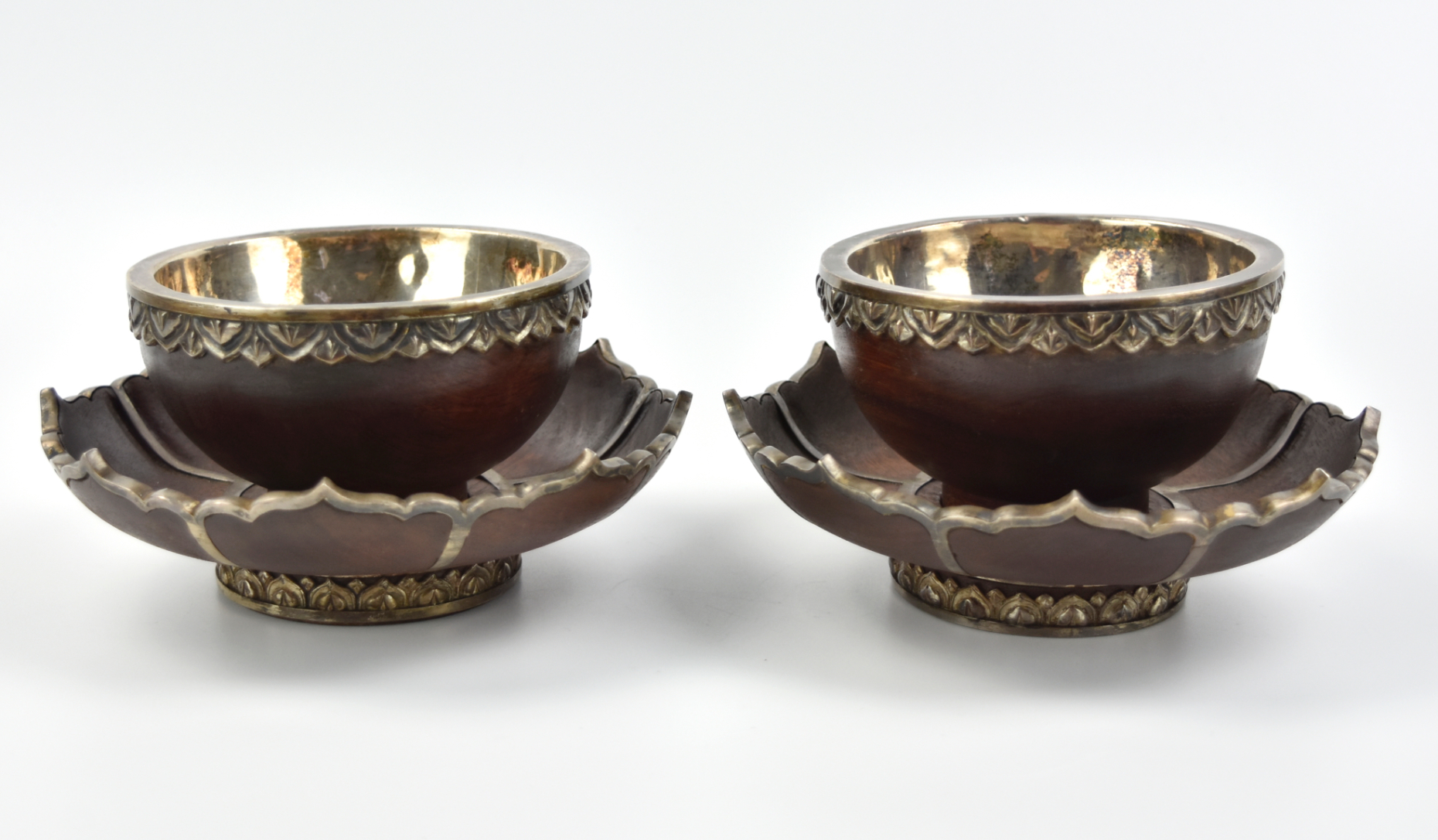 PAIR OF CHINESE SILVER PLATED BAMBOO