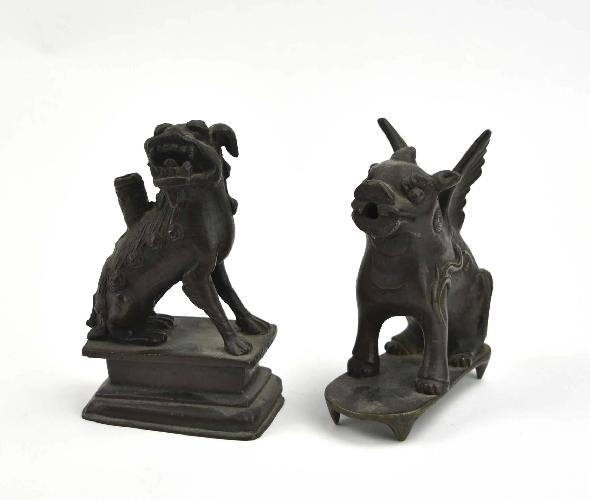 TWO CHINESE BRONZE FOO DOG INCENSE 339786