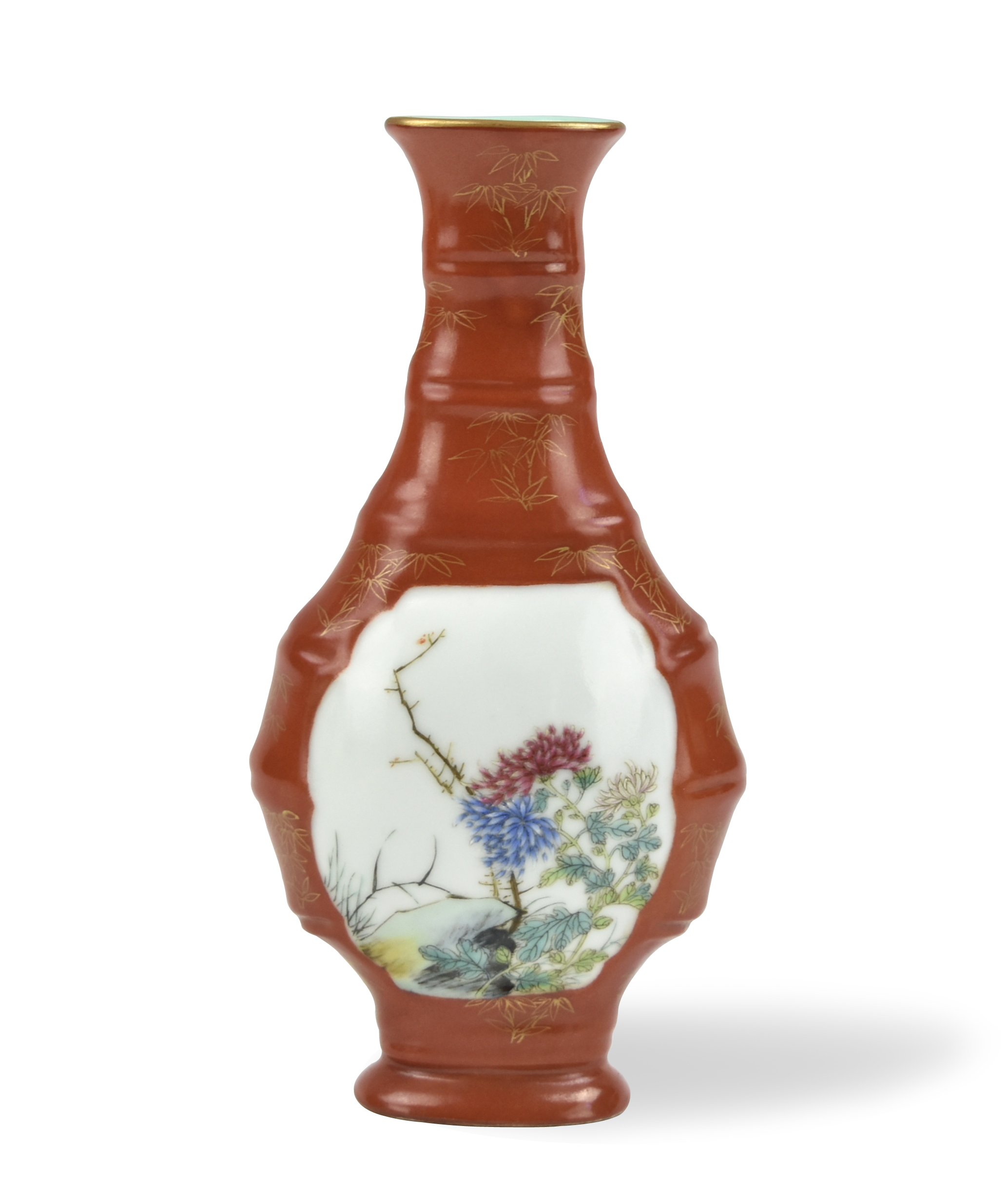 CHINESE CORAL RED FAMILLE ROSE 33979d