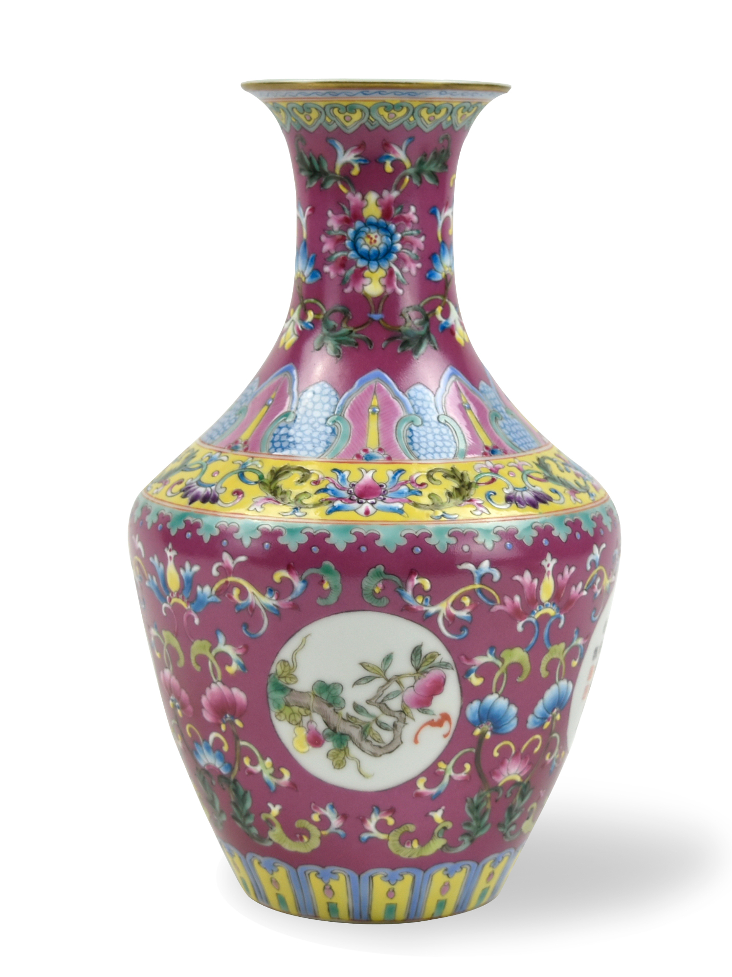 CHINESE ENAMELED VASE W QIANLONG 33979e