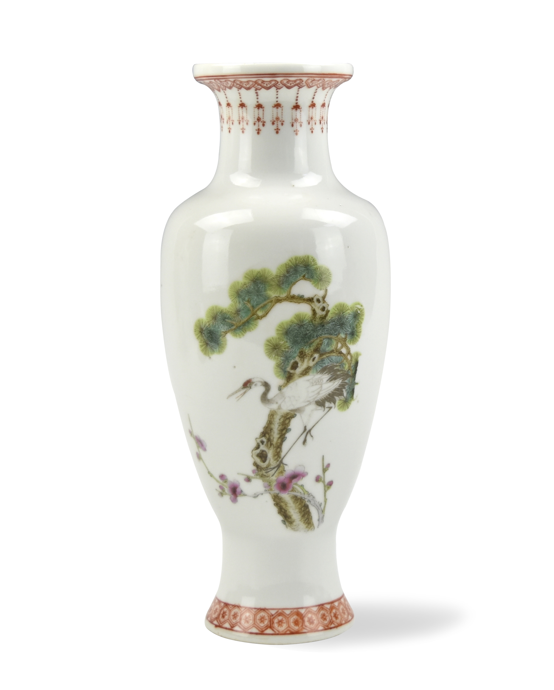 CHINESE FAMILLE ROSE VASE W PINE 3397b6