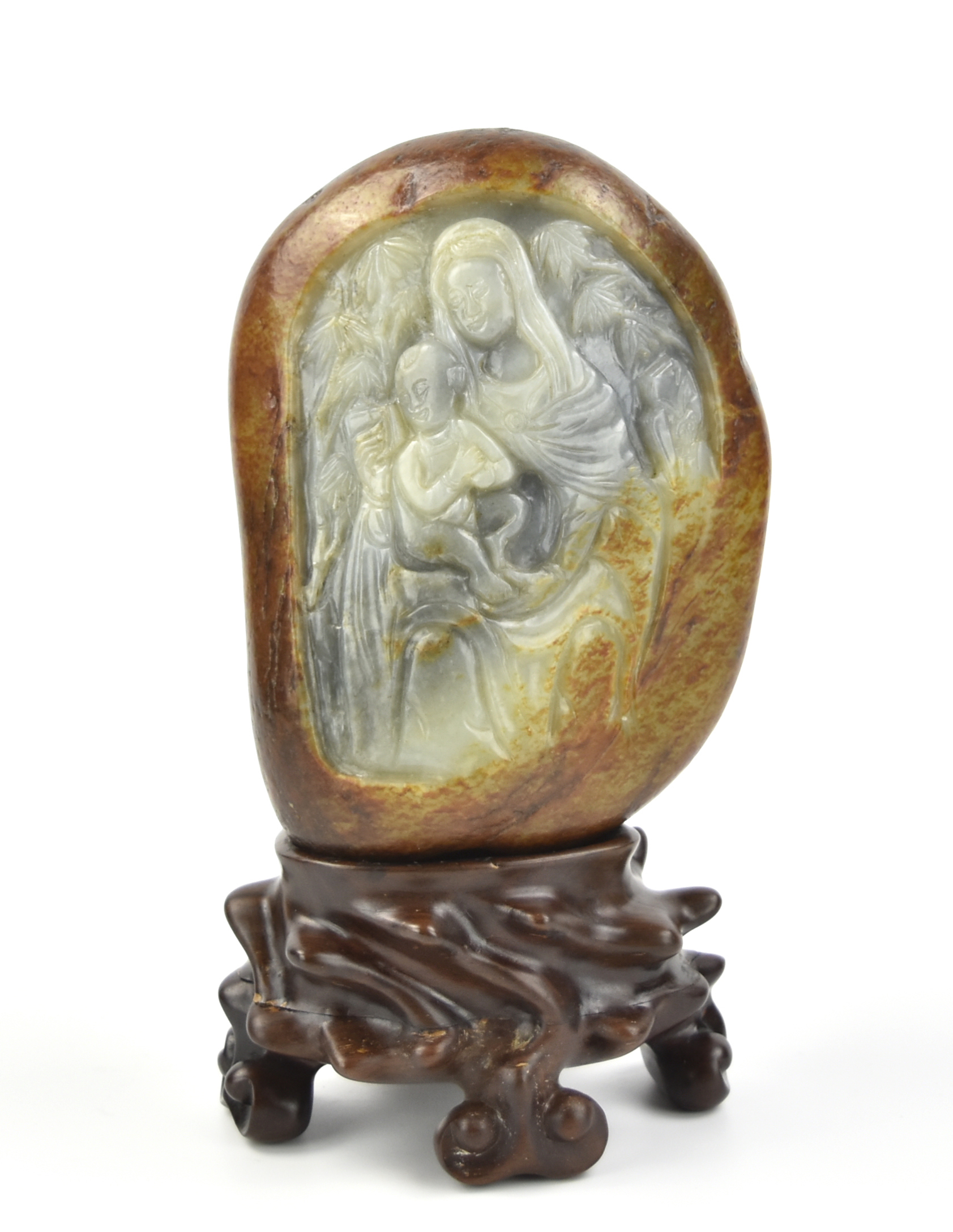 CHINESE CARVED JADE OF GUANYIN