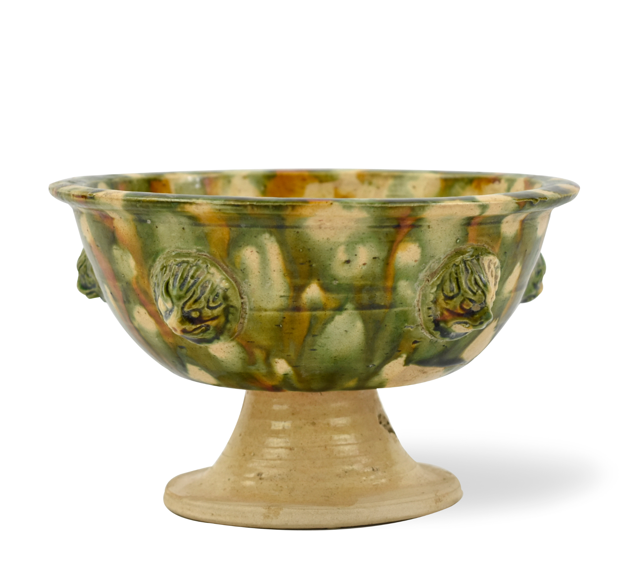 CHINESE SANCAI GLAZED STEM BOWL,