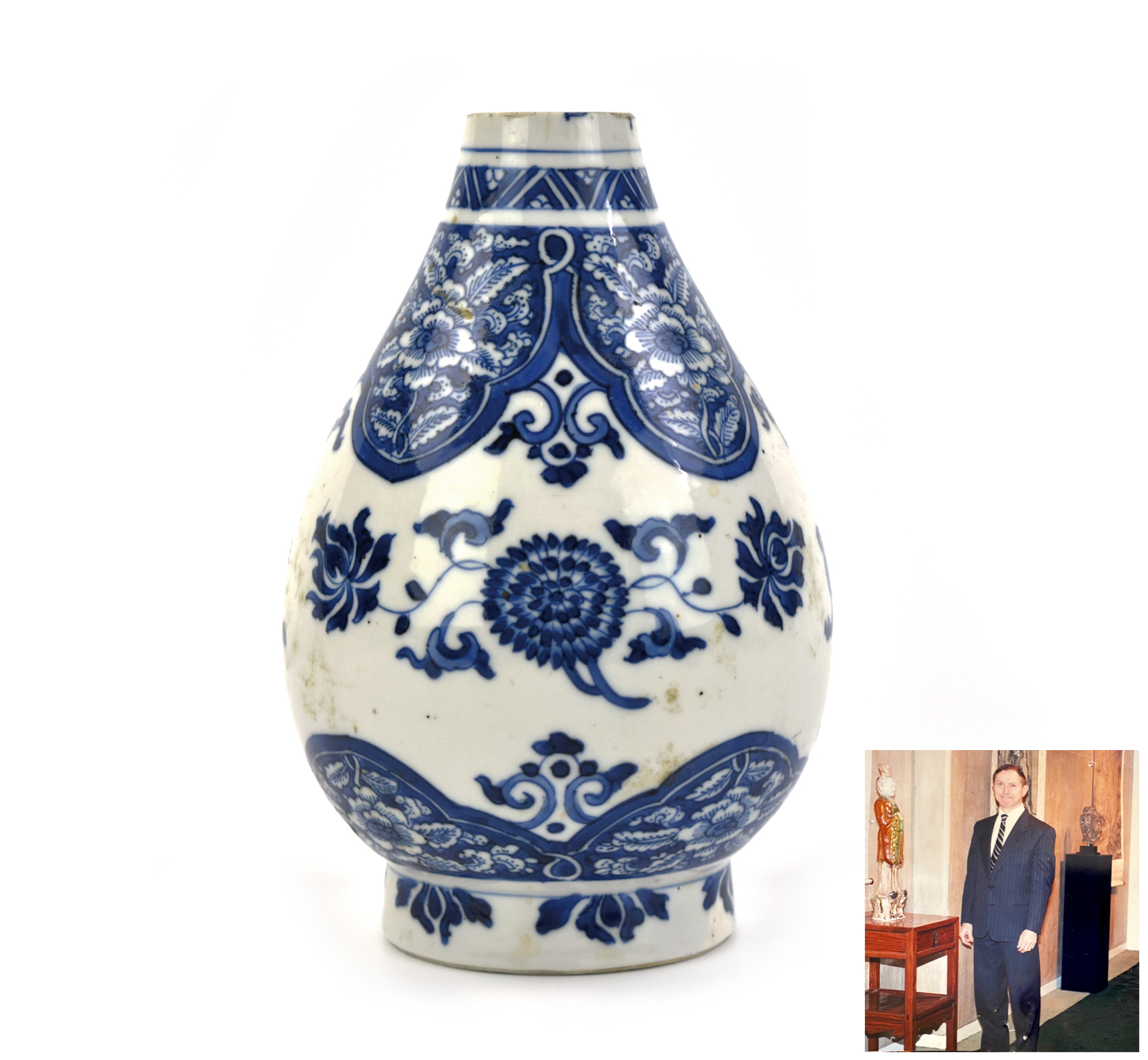 CHINESE BLUE WHITE VASE KANGXI 33981c