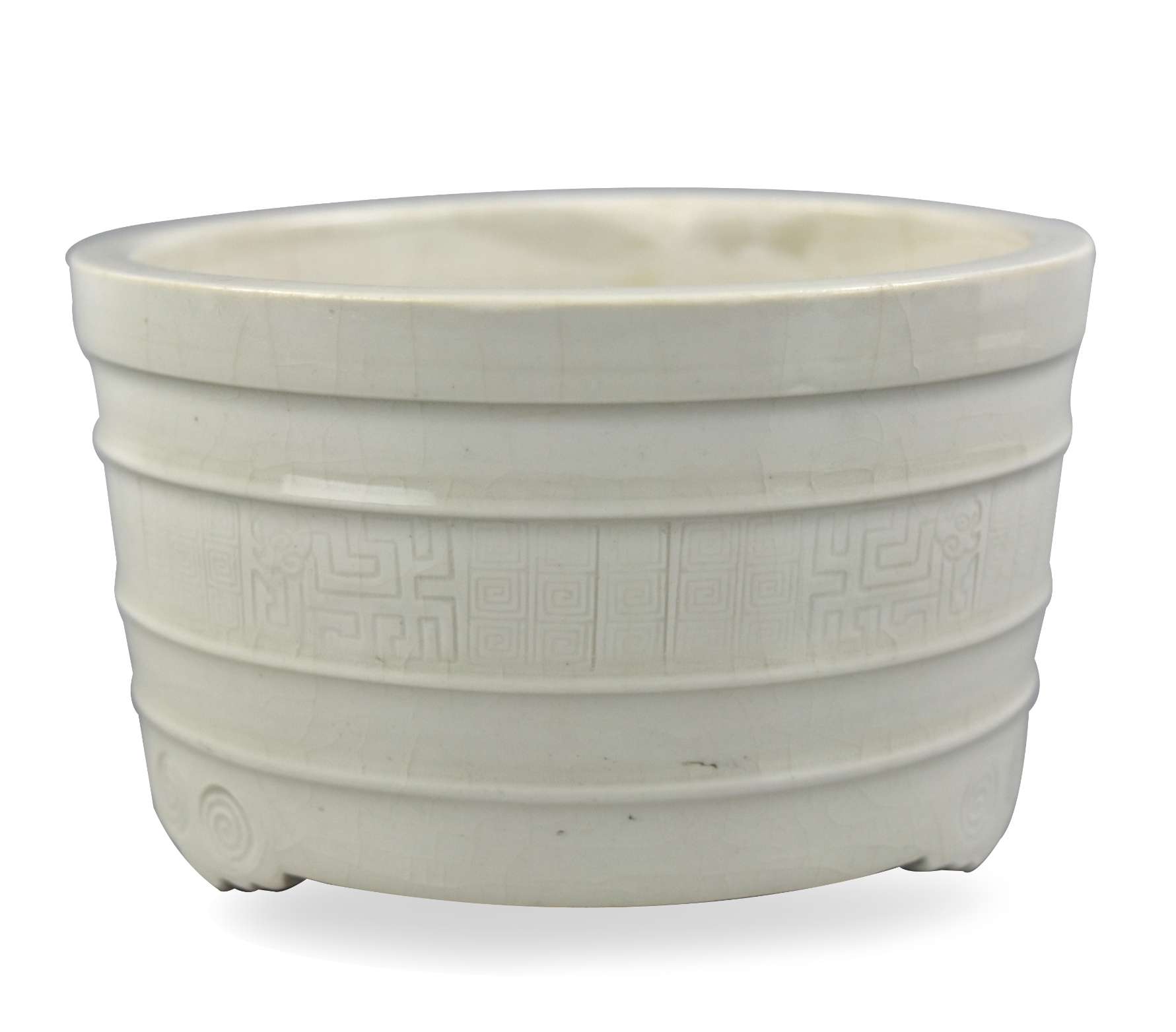 CHINESE WHITE GLAZED TRIPOD CENSER  339857