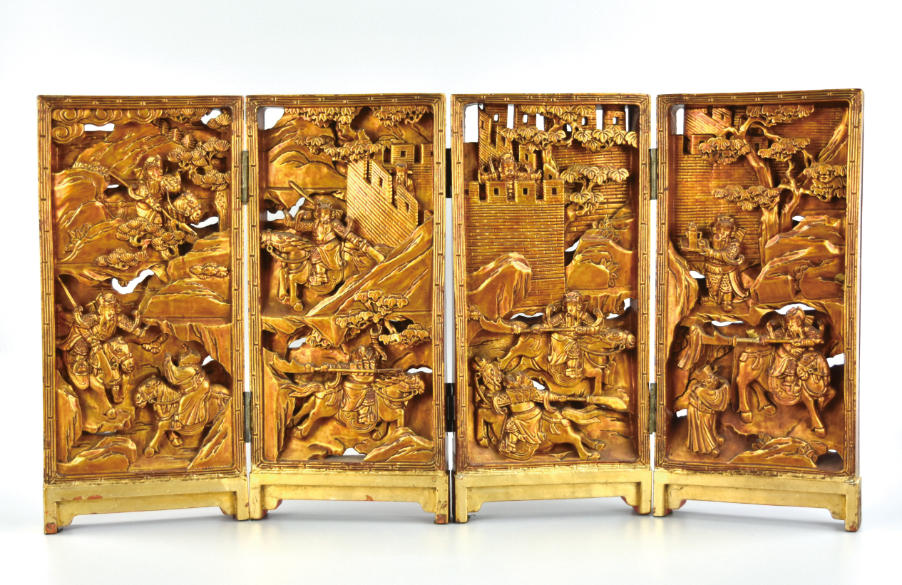 CHINESE GILT LACQUER WOOD CARVING