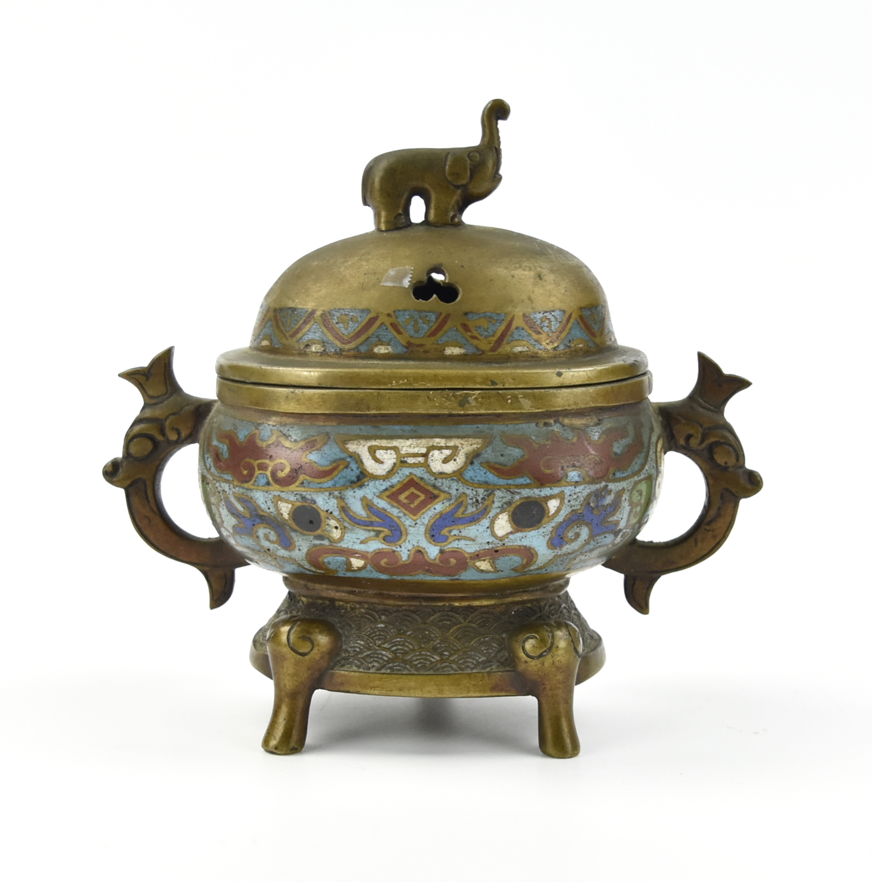 CHINESE CLOISONNE TRIPOD INCENSE 33986d