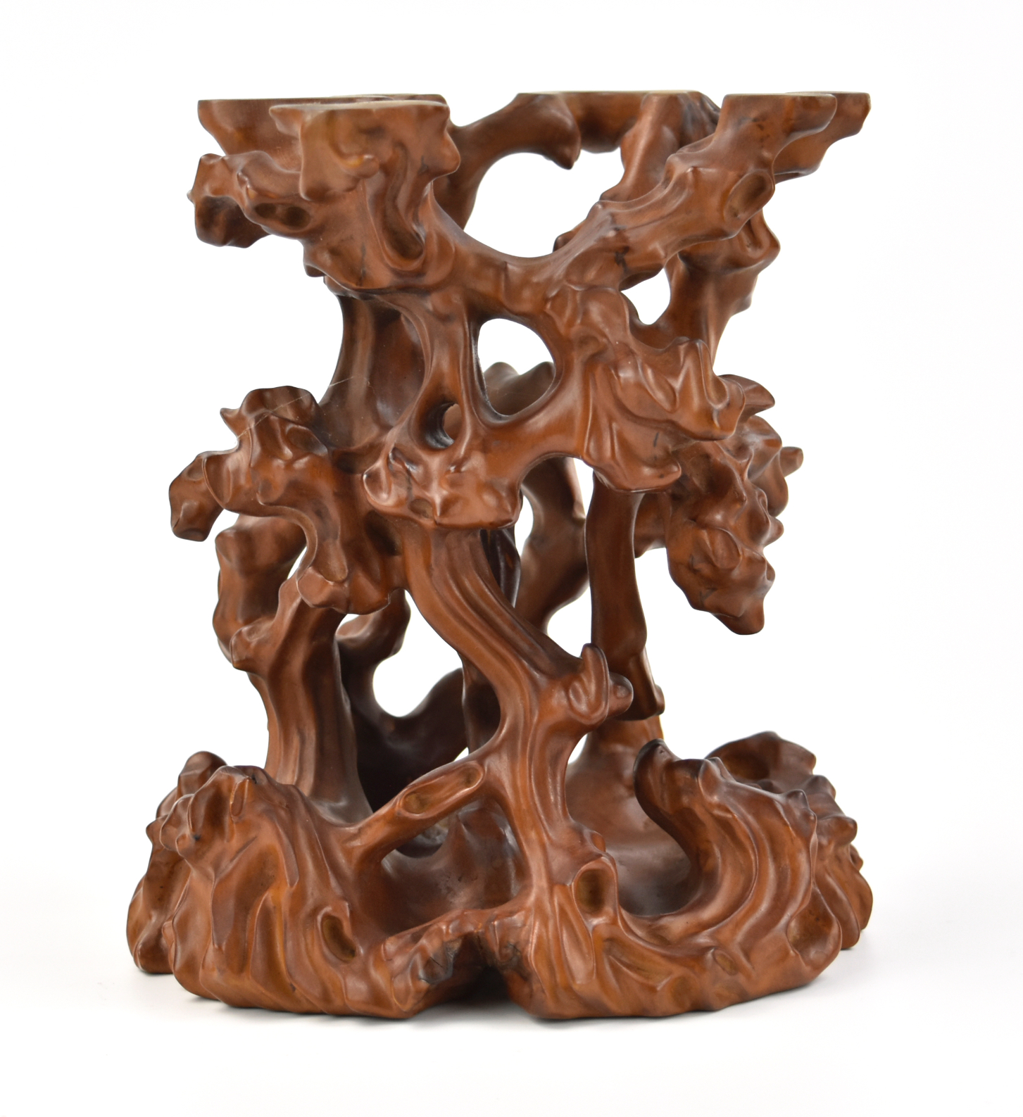 FINE CARVED CHINESE BOXWOOD STAND