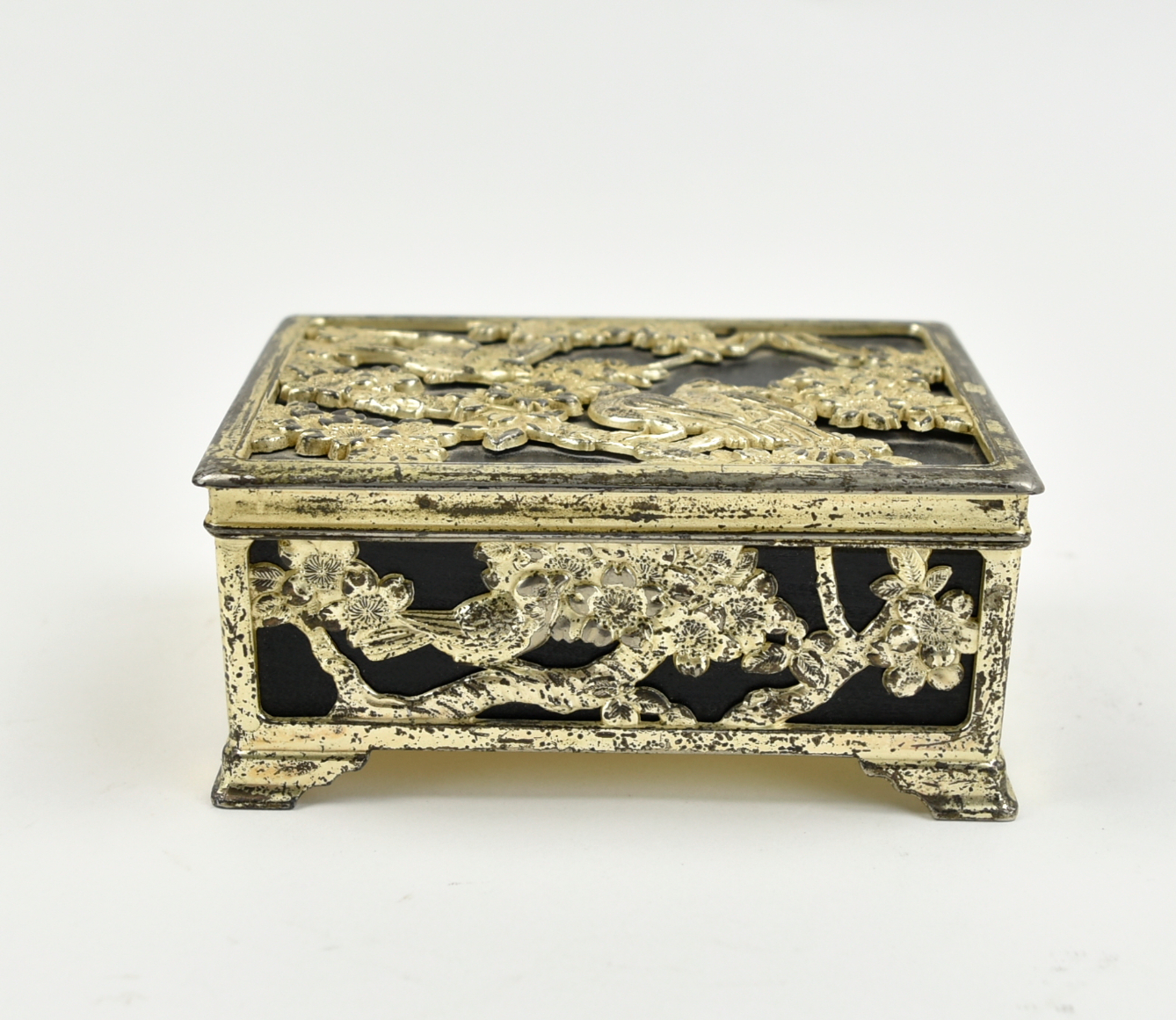 CHINESE SILVER WOOD BOX ROC PERIOD 3398ee