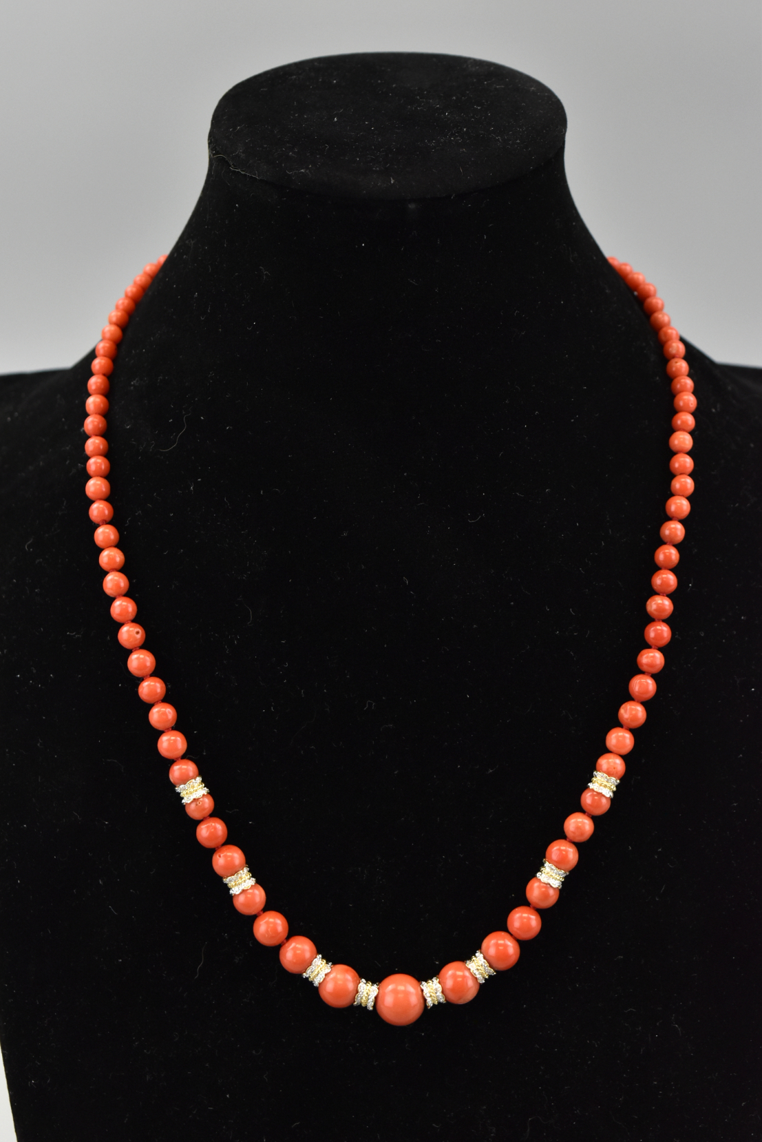 CHINESE CORAL BEAD NECKLACE W  3398f0