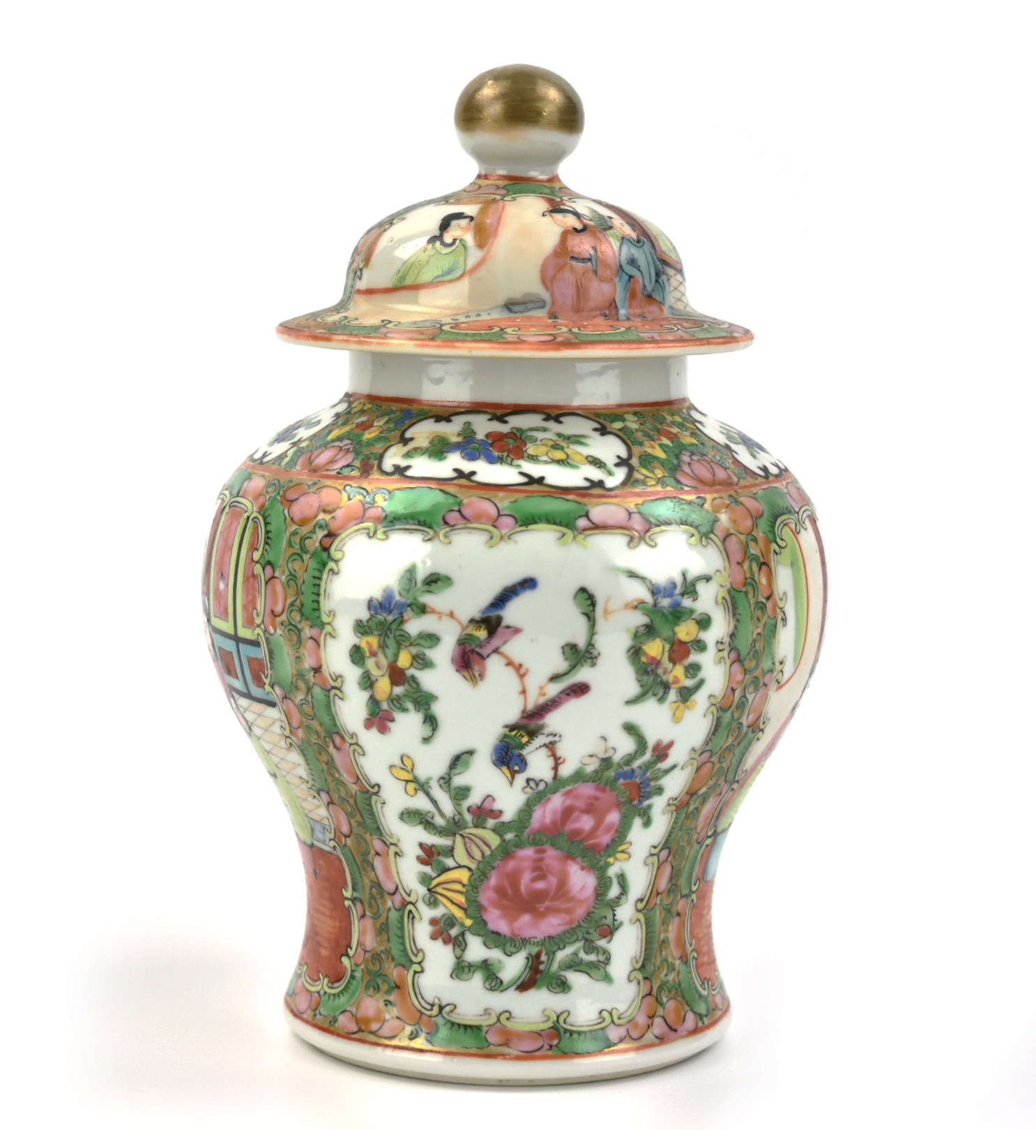 CHINESE CANTON GLAZED JAR AND COVER  3398e9