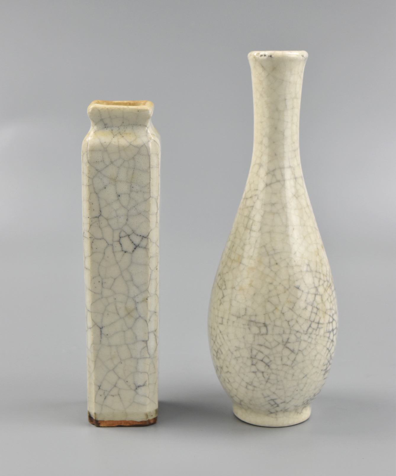 TWO CHINESE GE GLAZE VASES Two