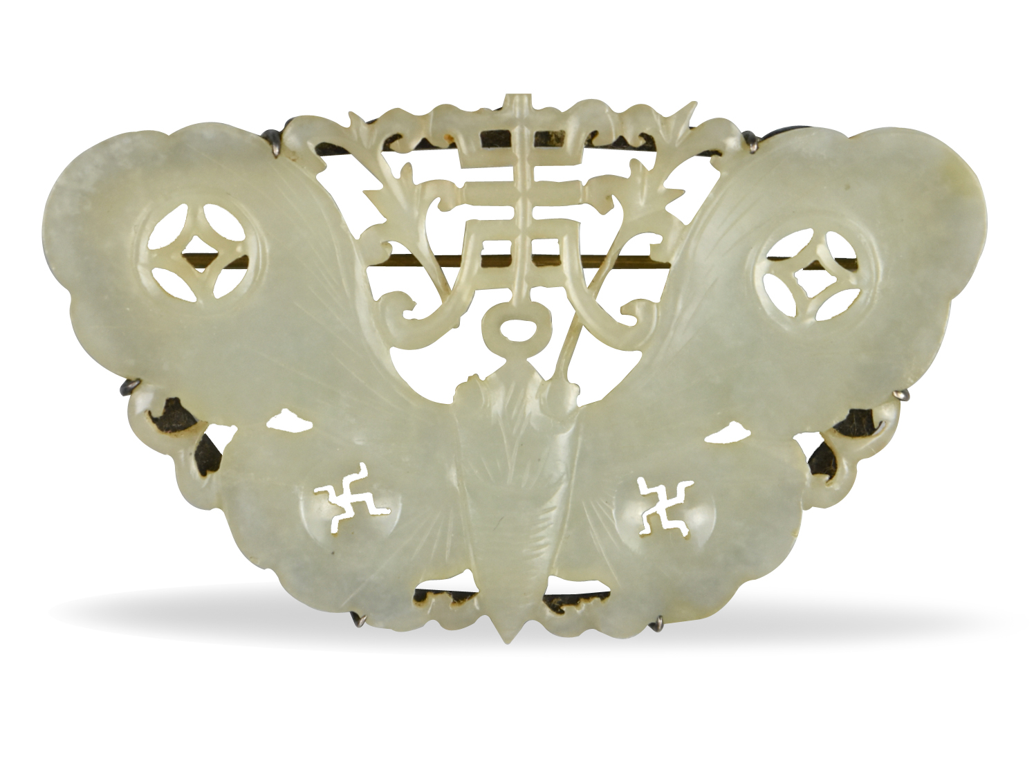 CHINESE WHITE JADE BUTTERFLY BROOCH  339949