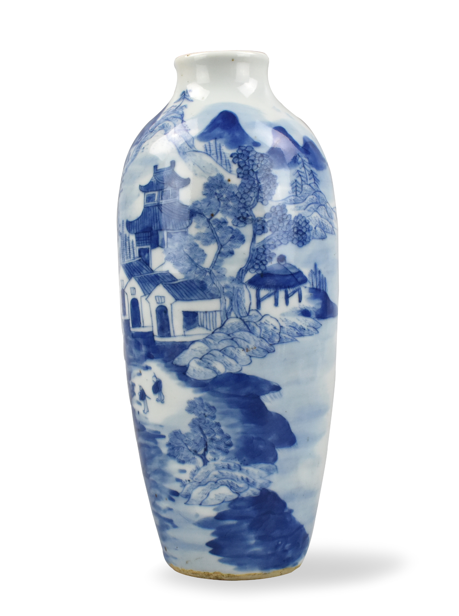 CHINESE B & W VASE W/ LANDSCAPE,