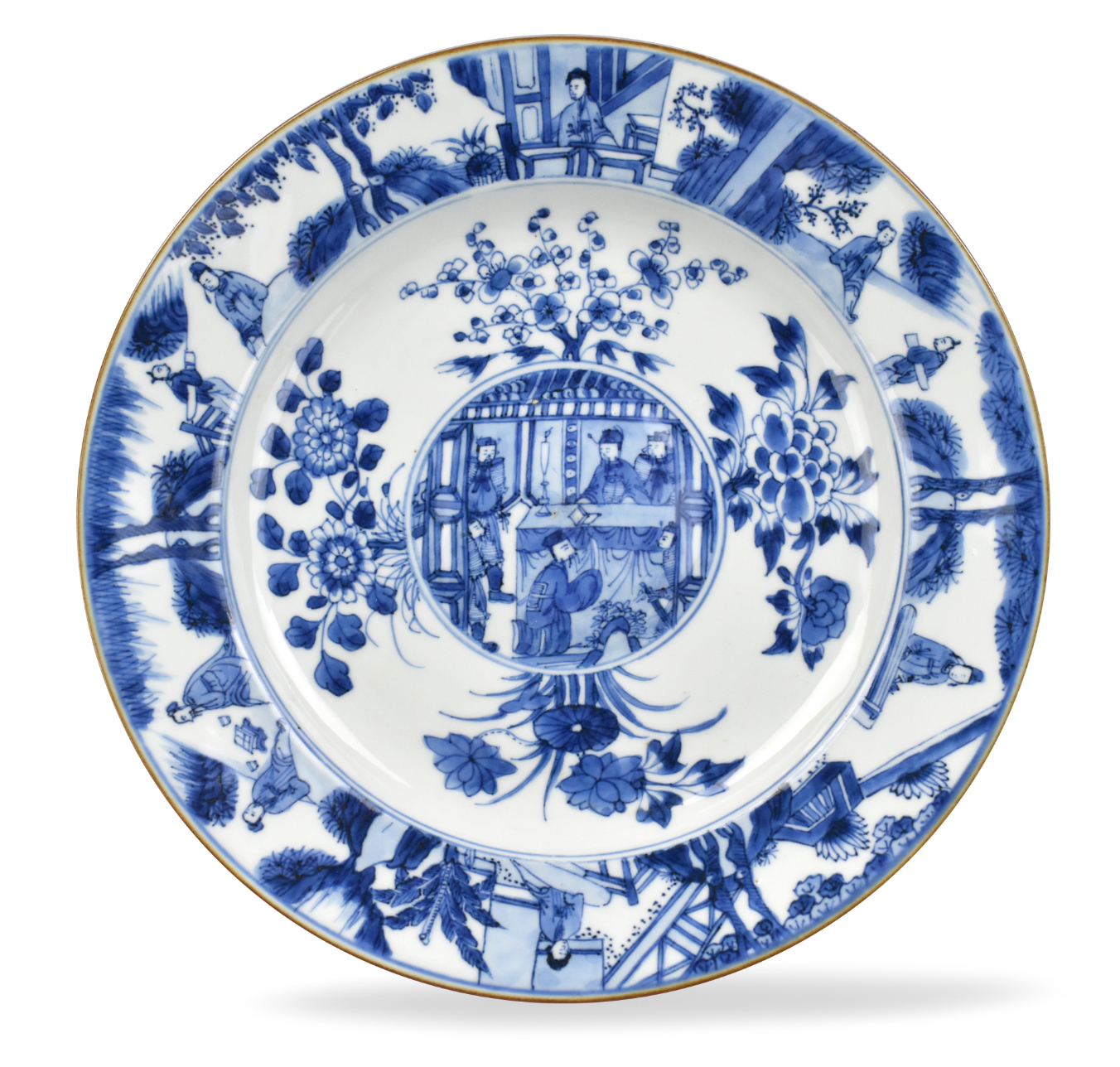 CHINESE B W PLATE W FIGURE  339989