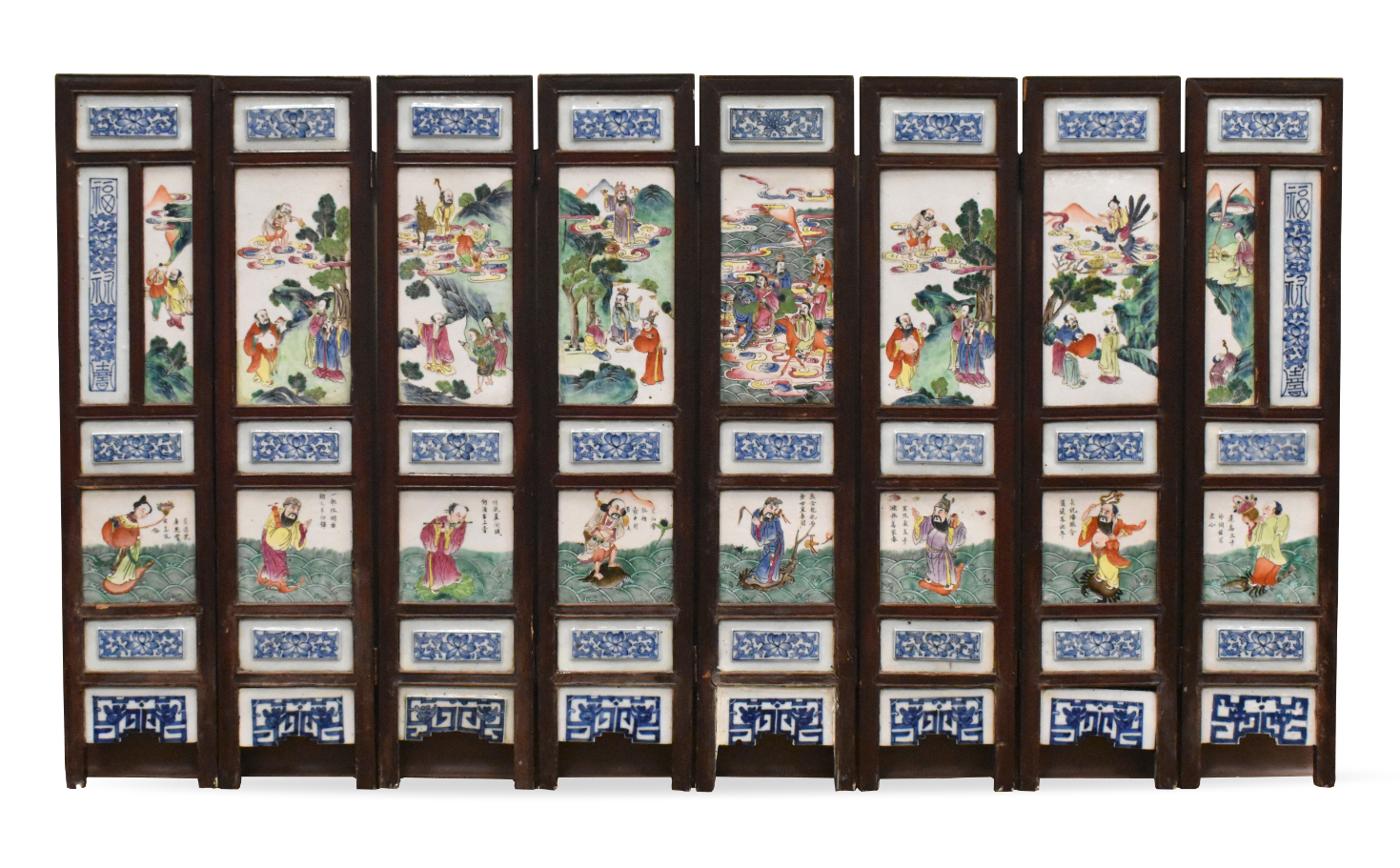 SET OF 8 CHINESE FAMILLE ROSE PANEL,