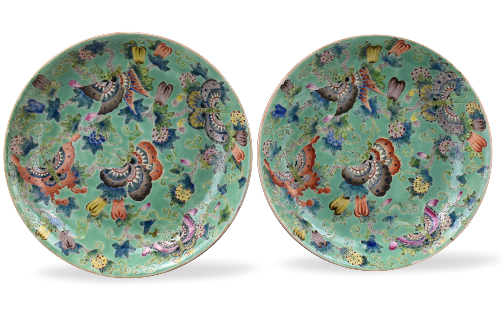 PAIR OF CHINESE BUTTERFLY PLATE JIAQING 33999b