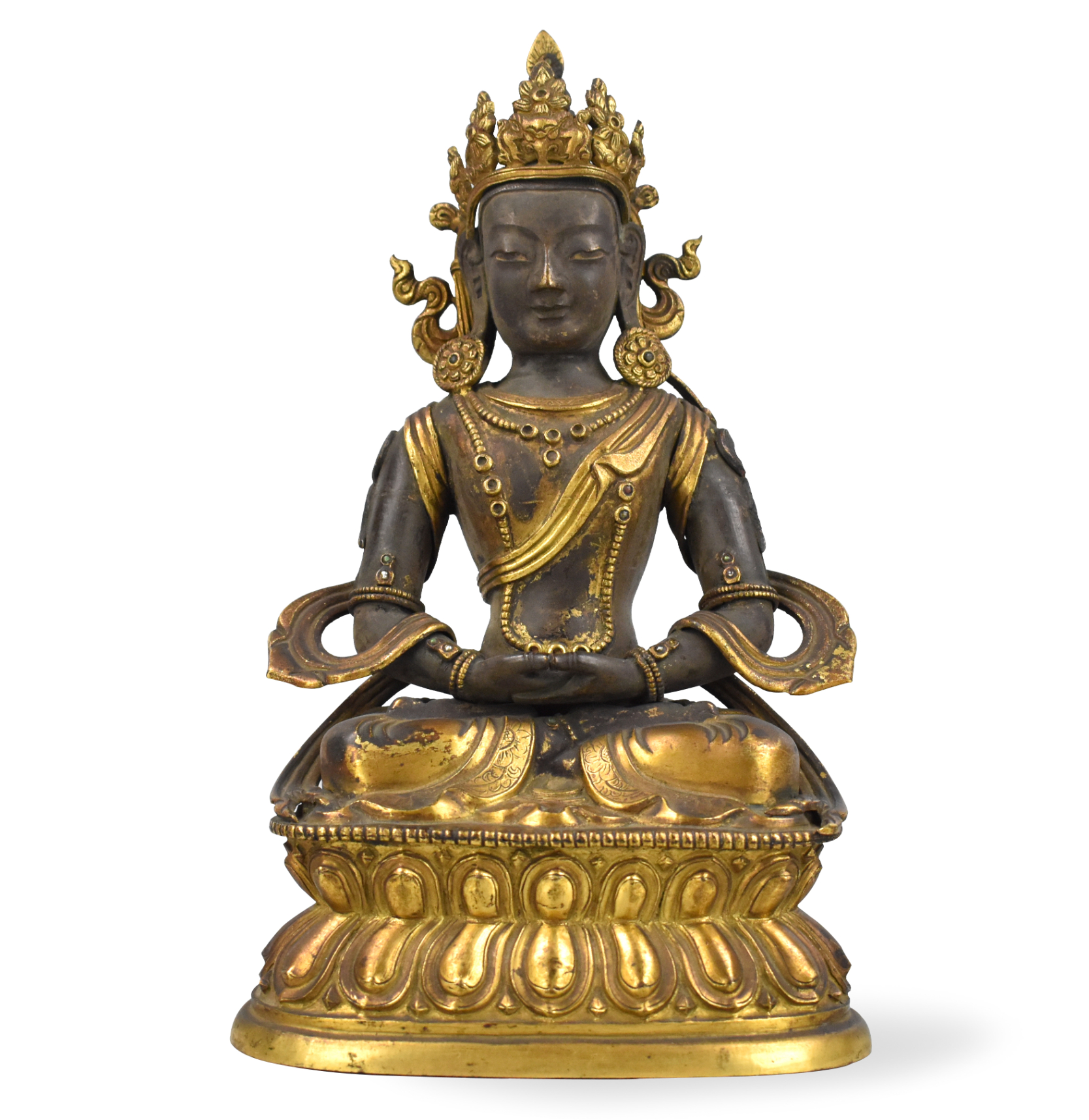 CHINESE GILT BRONZE FIGURE OF AMITAYUS  3399b1