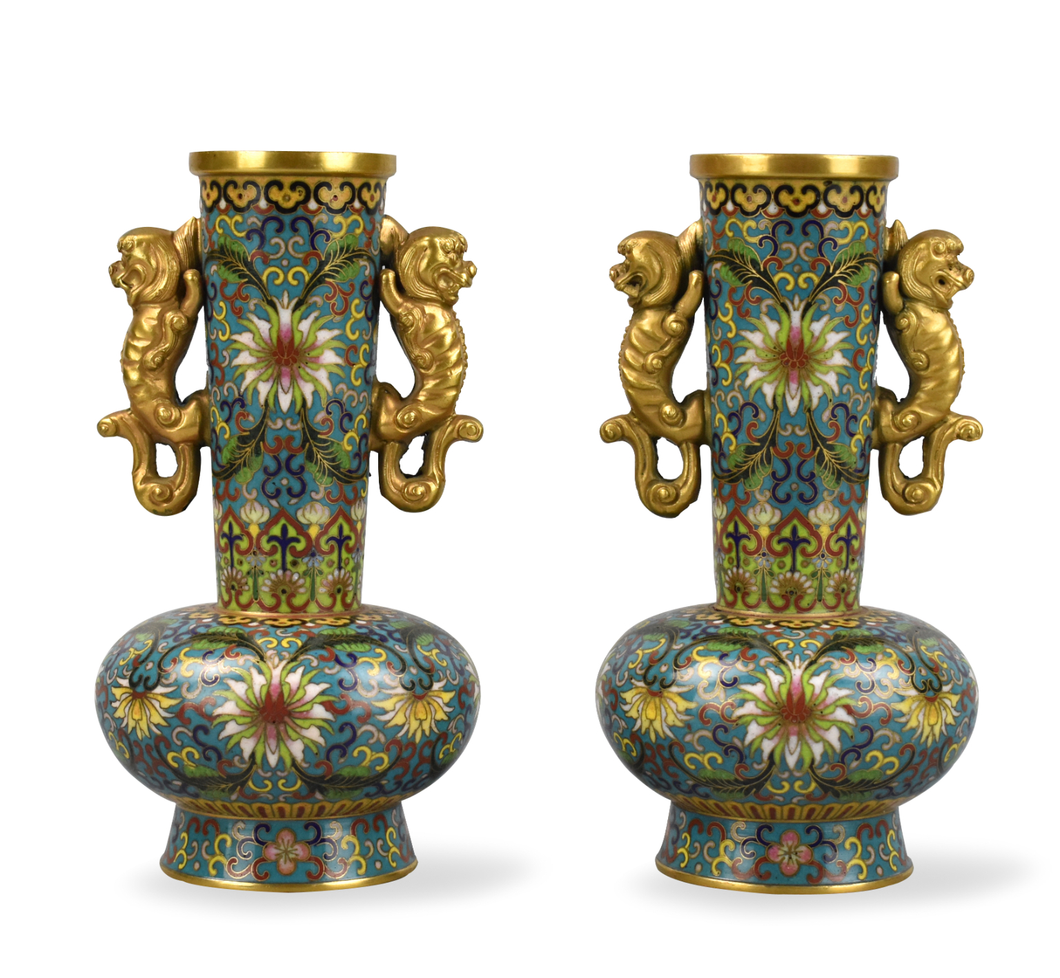 PAIR OF CHINESE CLOISONNE VASES 19 20TH 3399cd