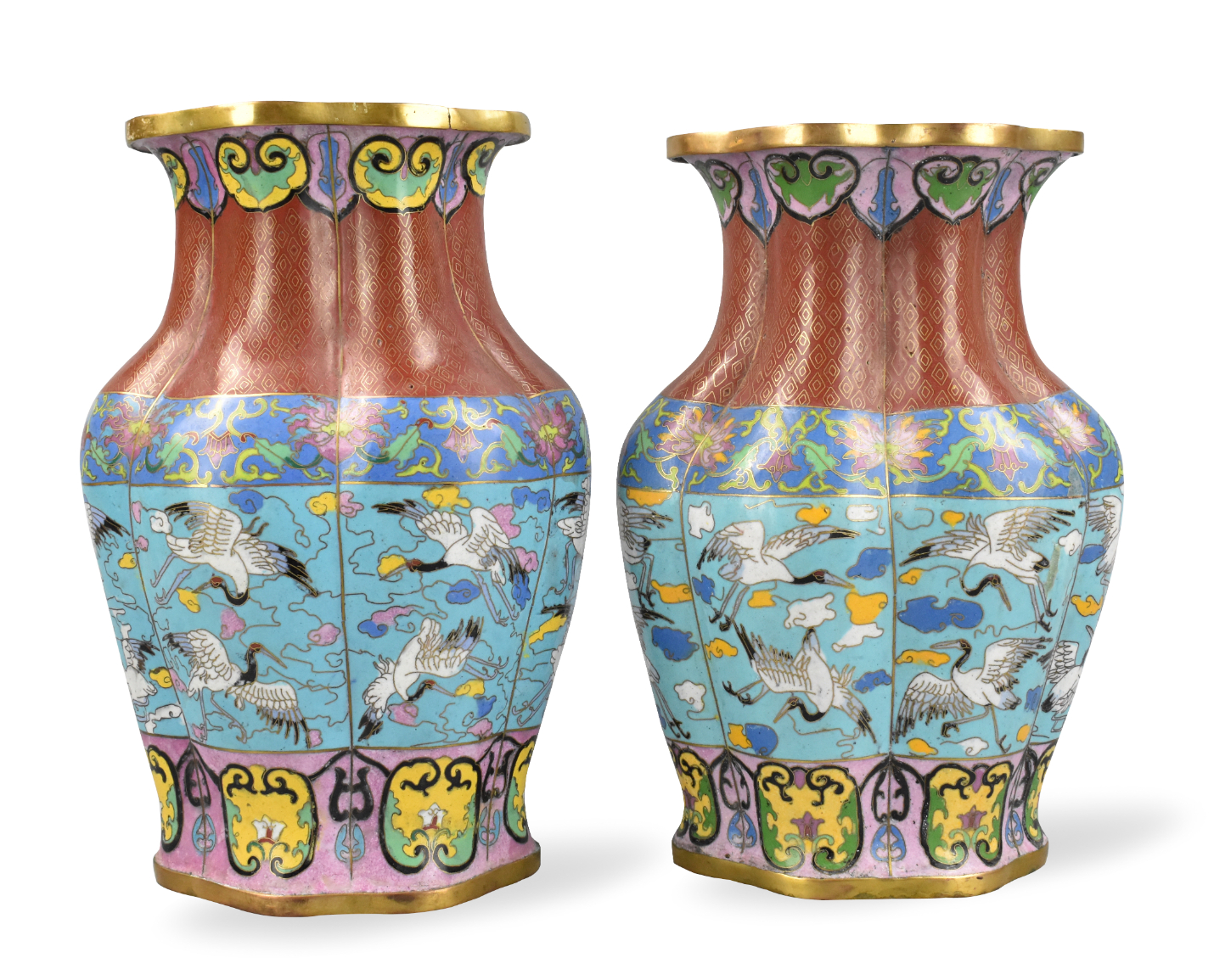 PAIR OF CHINESE CLOISONNE VASES 20TH 3399ce