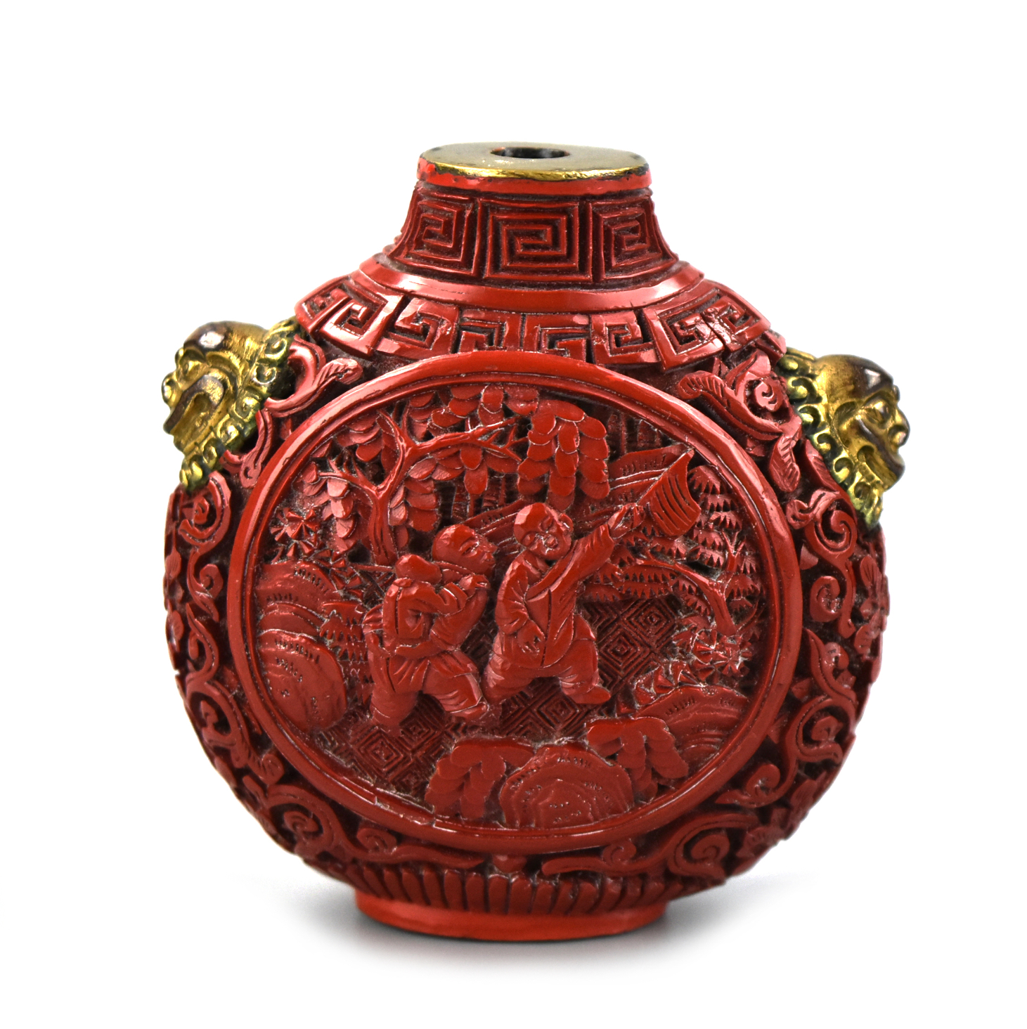 CHINESE RED LACQUER CARVED SNUFF 3399f2