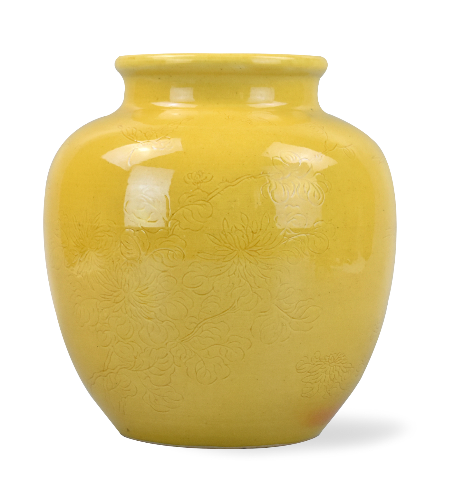 CHINESE CARVED YELLOW GLAZED FLORAL 3399ff