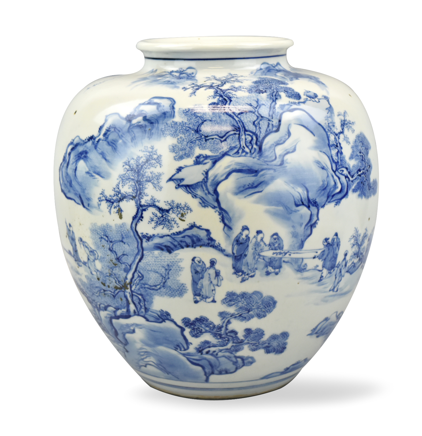 LARGE JAPANESE BLUE WHITE JAR 339a02