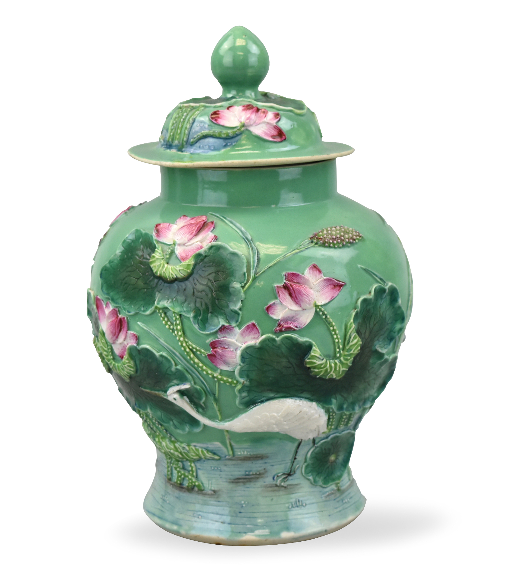 CHINESE CRANE LOTUS JAR WITH 339a0d