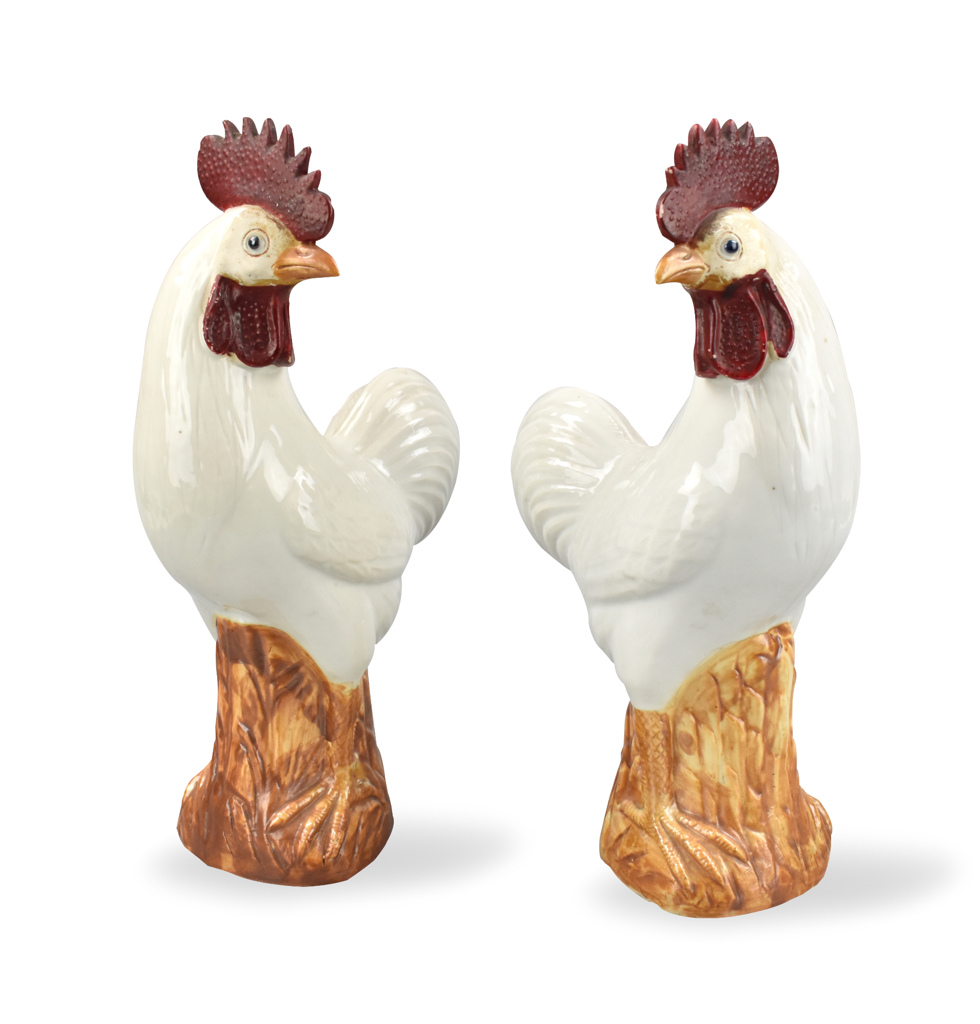 PAIR OF CHINESE WHITE GLAZED ROOSTER 339a18