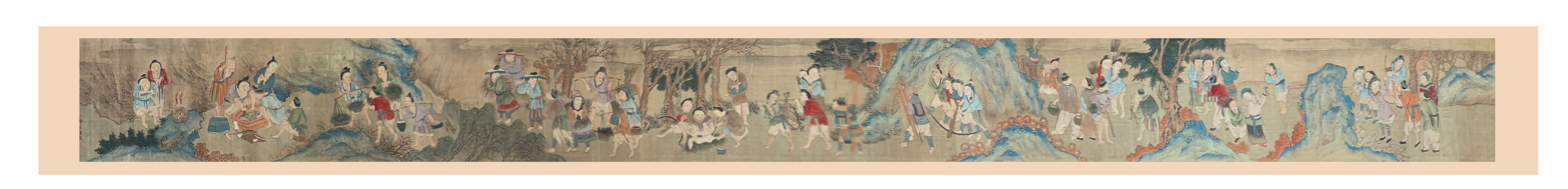 CHINESE LONG SCROLL PAINTING OF