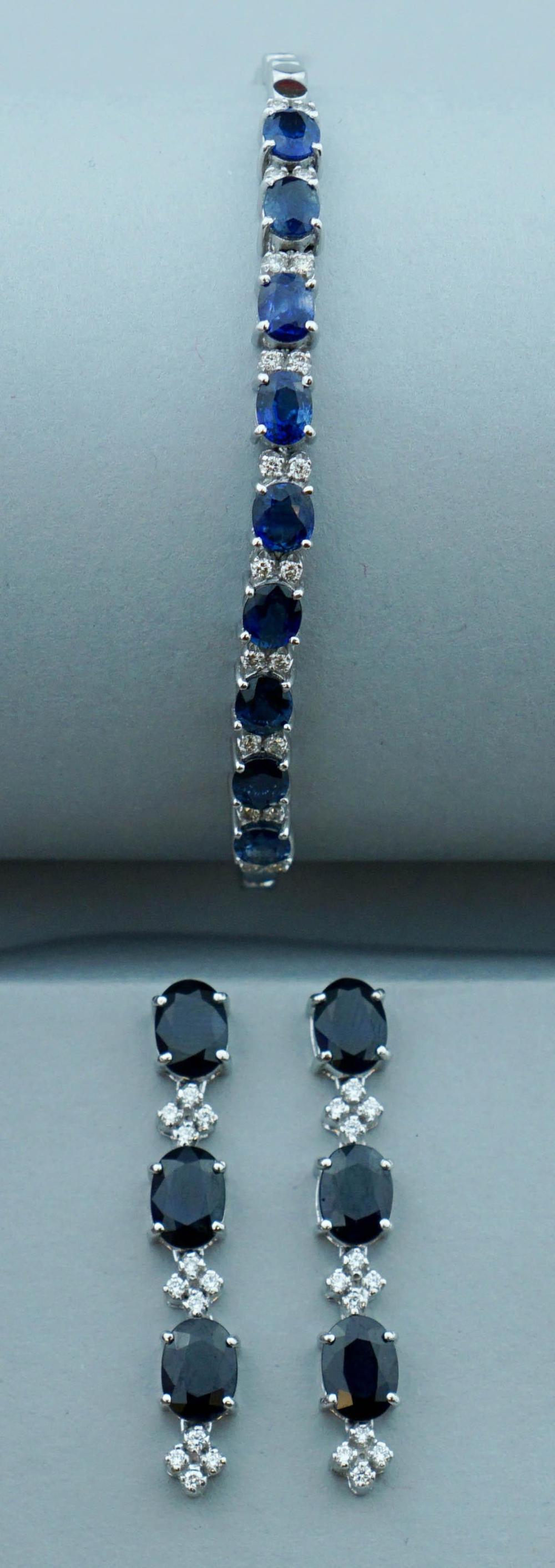 SAPPHIRE, DIAMOND AND 18K WHITE