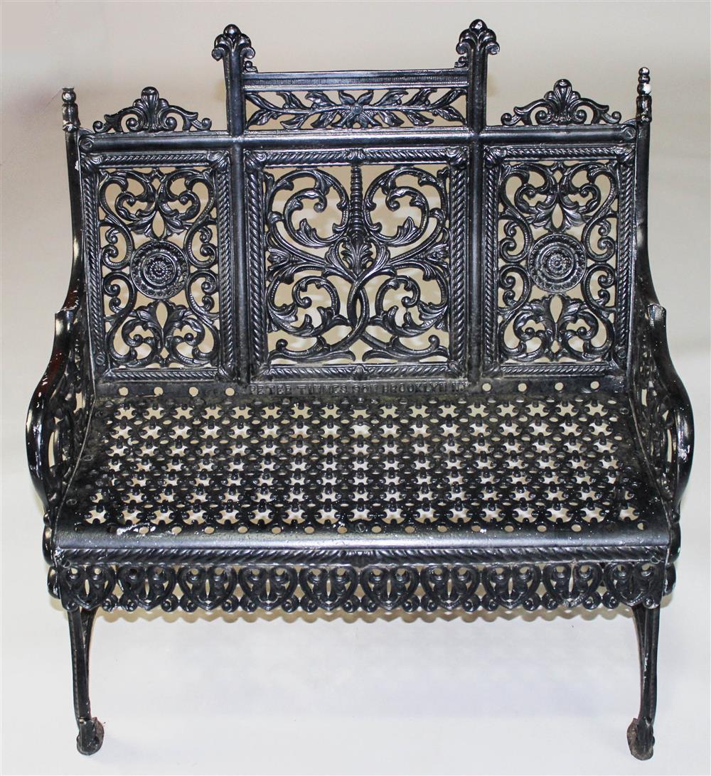 PETER TIMMES BROOKLYN NY CAST IRON BENCH