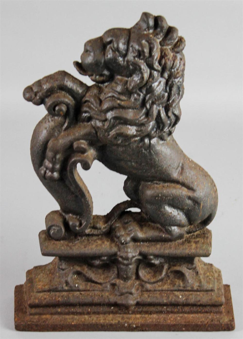 HERALDIC LION FORM CAST IRON DOORSTOPHERALDIC