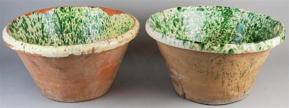 PAIR OF INTERIOR-GLAZED POTTERY