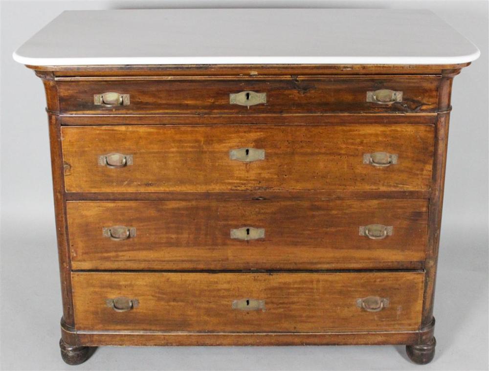 CONTINENTAL MARBLE TOP WALNUT CHEST