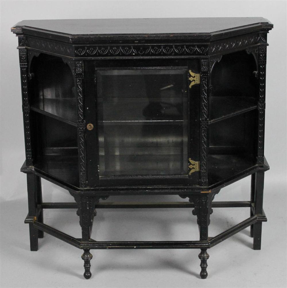 VICTORIAN STYLE BLACK PAINTED CABINETVICTORIAN