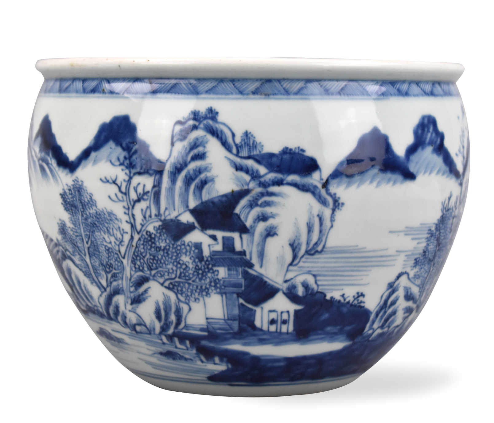 CHINESE BLUE & WHITE JAR W/ LANDSCAPE,19TH