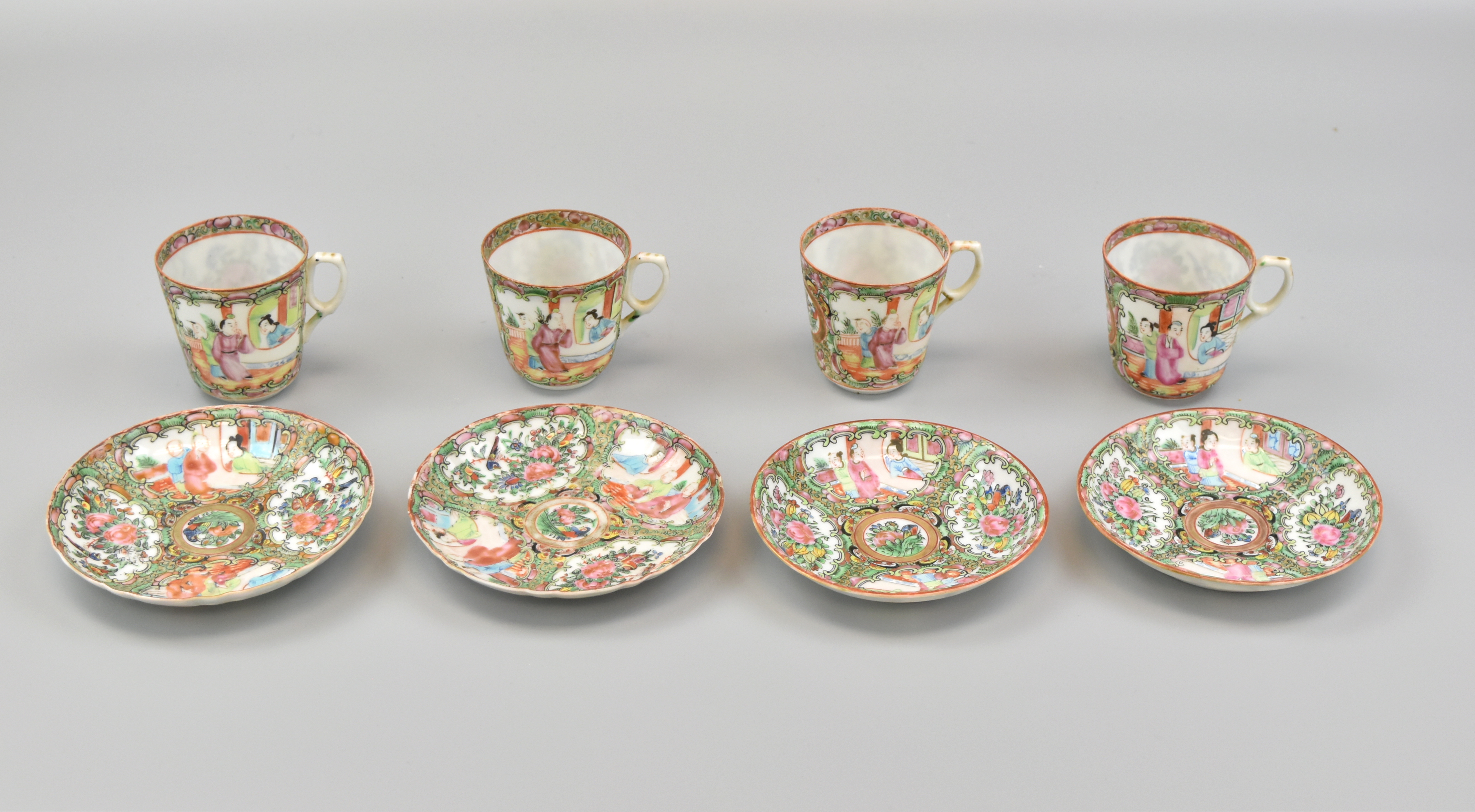 4 CHINESE CANTON GLAZED TEA SET,