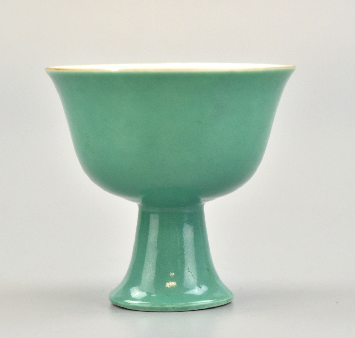 CHINESE TURQUOISE GLAZED STEM CUP,