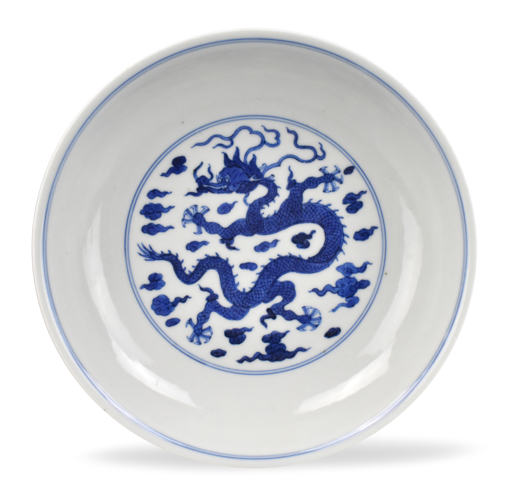 CHINESE BLUE WHITE DRAGON PLATE 339bb0